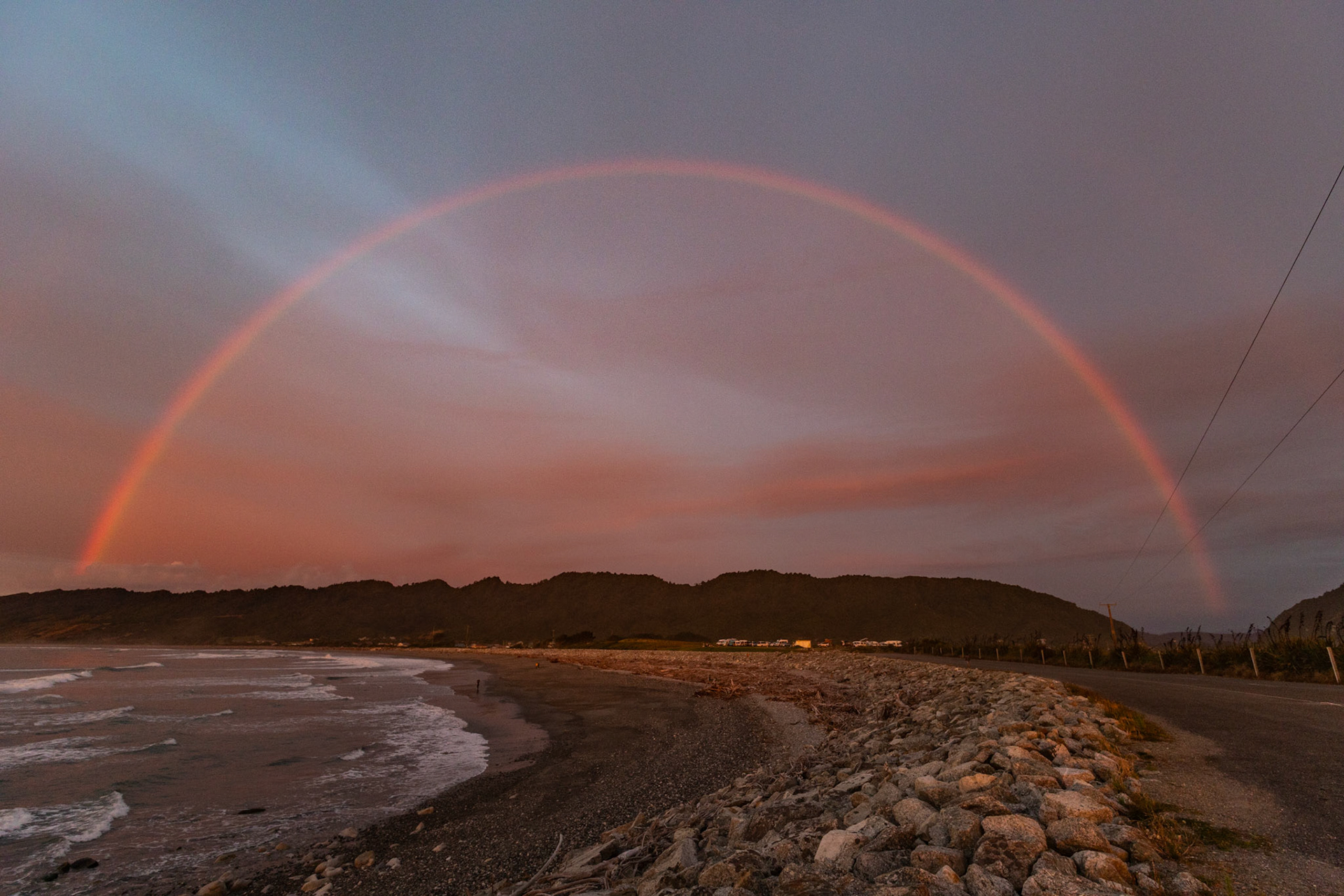 180 degree rainbow, Greymouth Breakwater