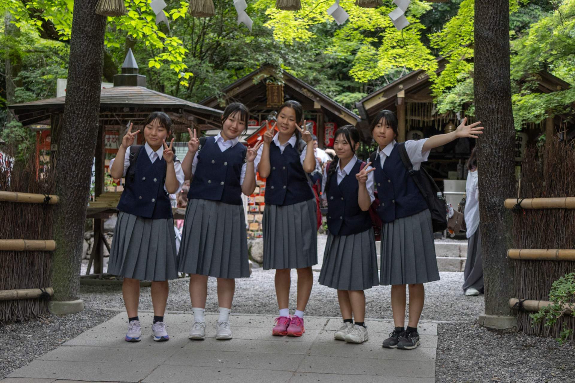 Schoolgirl pose, Arashiyama Bamboo Forest