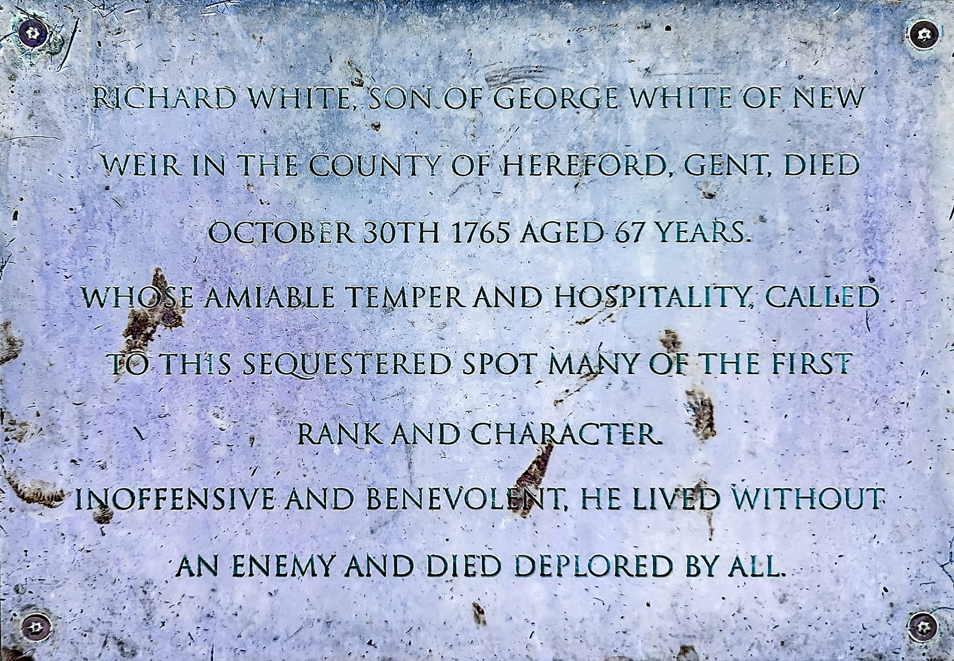 Uncomplementary inscription, Ruins of St Mary's Church