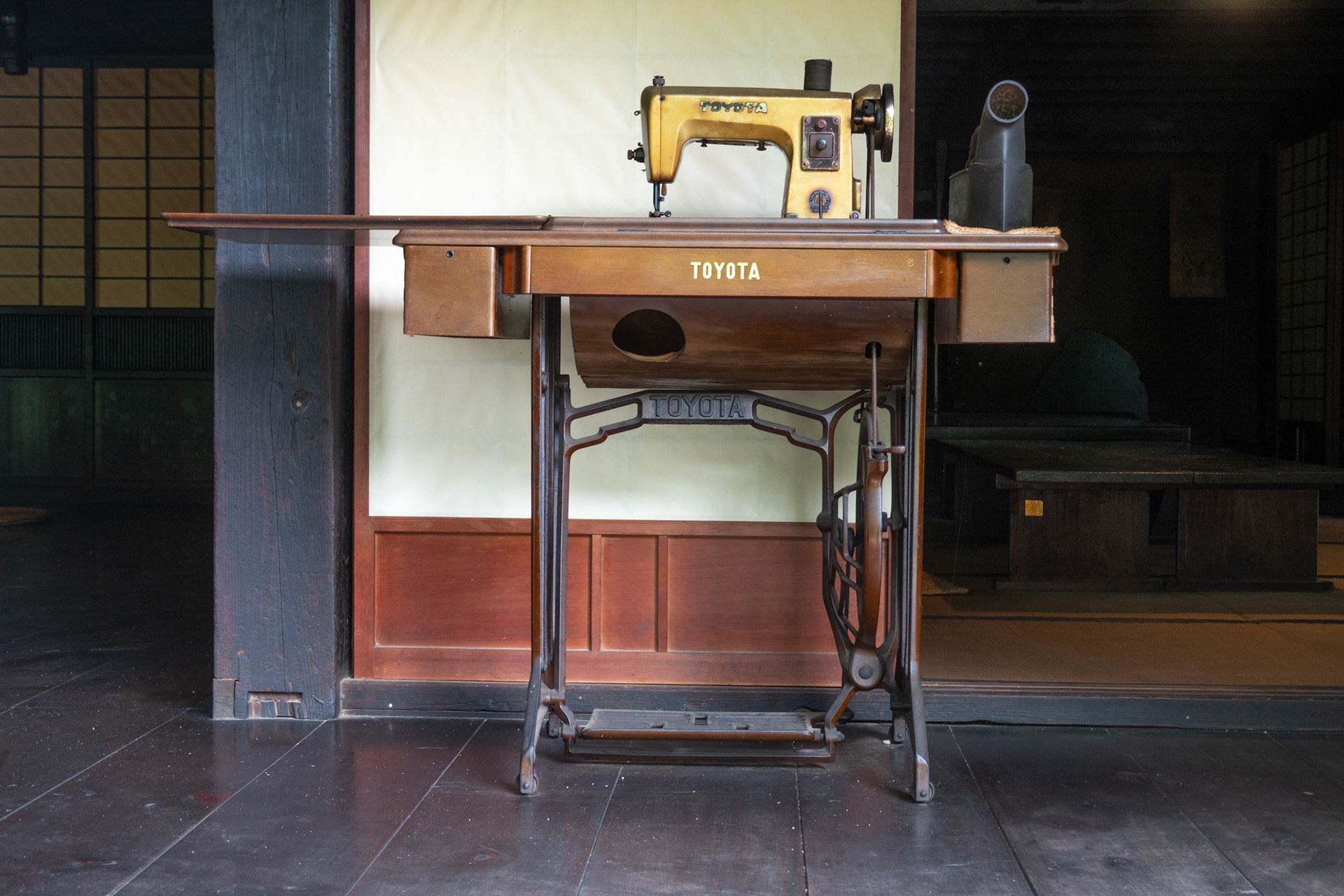 Toyota sewing machine. Toyota made the first looms in Japan and kicked off their textile industry