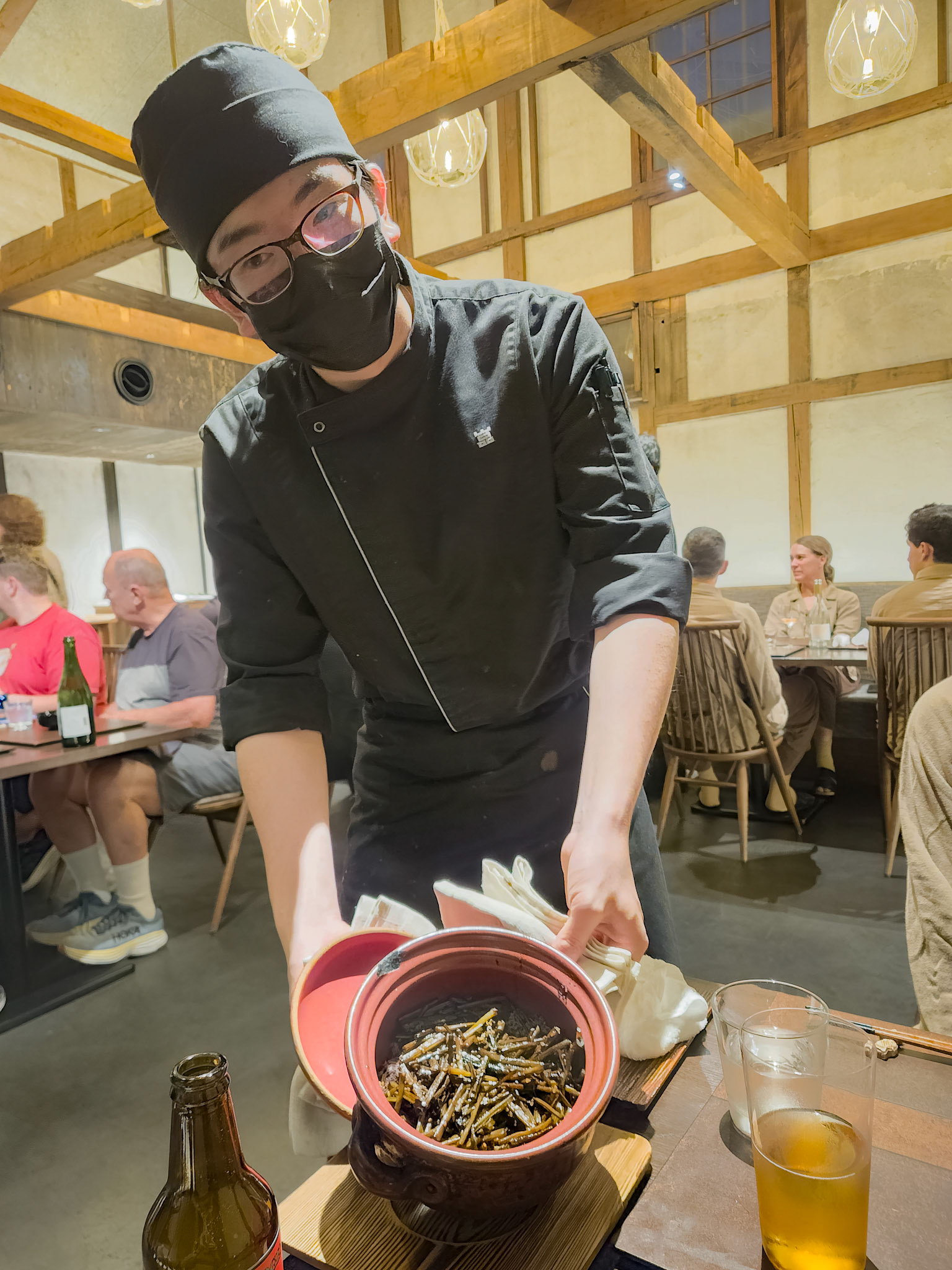 Claypot rice and vegetables at ryokan
