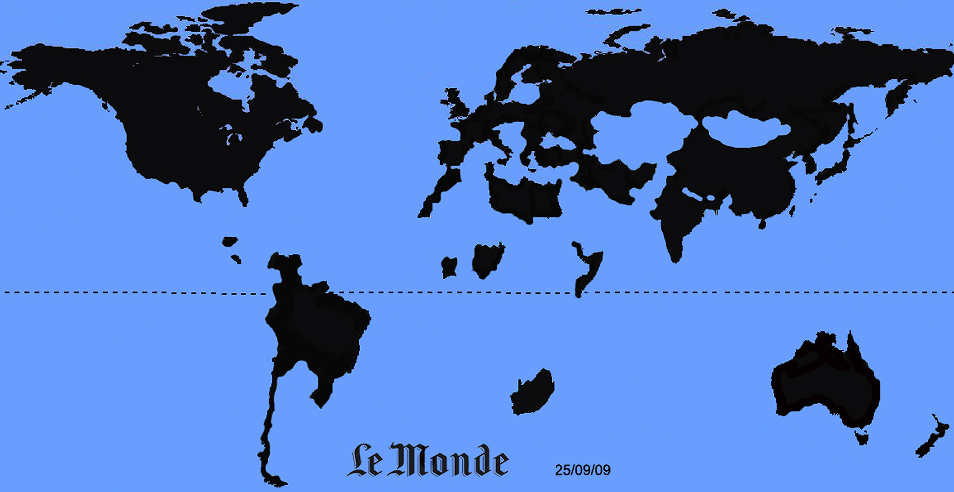 "Les Oubliés de l'actualité " -  mappemonde extraite de l'animation " Les Absents"  -  Le Monde - 05/03/2010