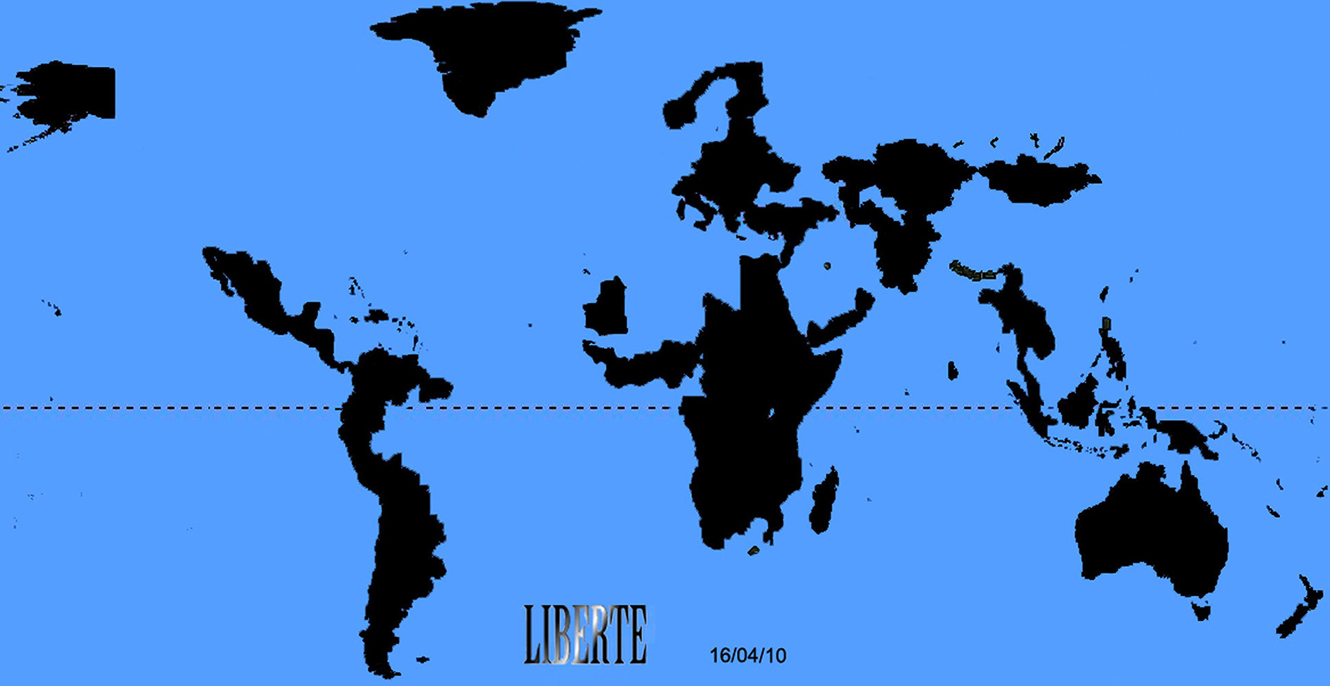 "Les Oubliés de l'actualité " - mappemonde extraite de l'animation " Les Absents " - Liberté - 05/03/2010