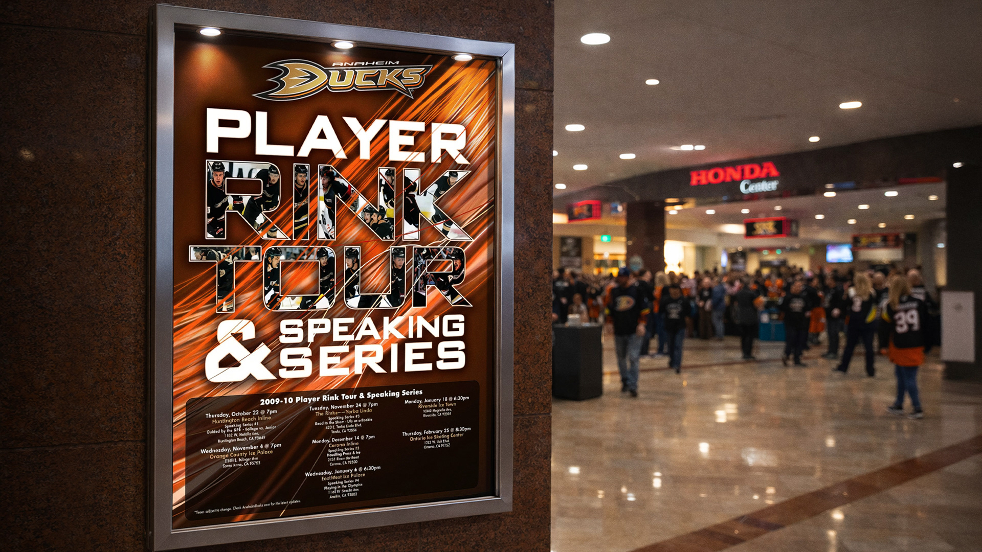 Anaheim Ducks Player Rink Tour & Speaking Series Poster