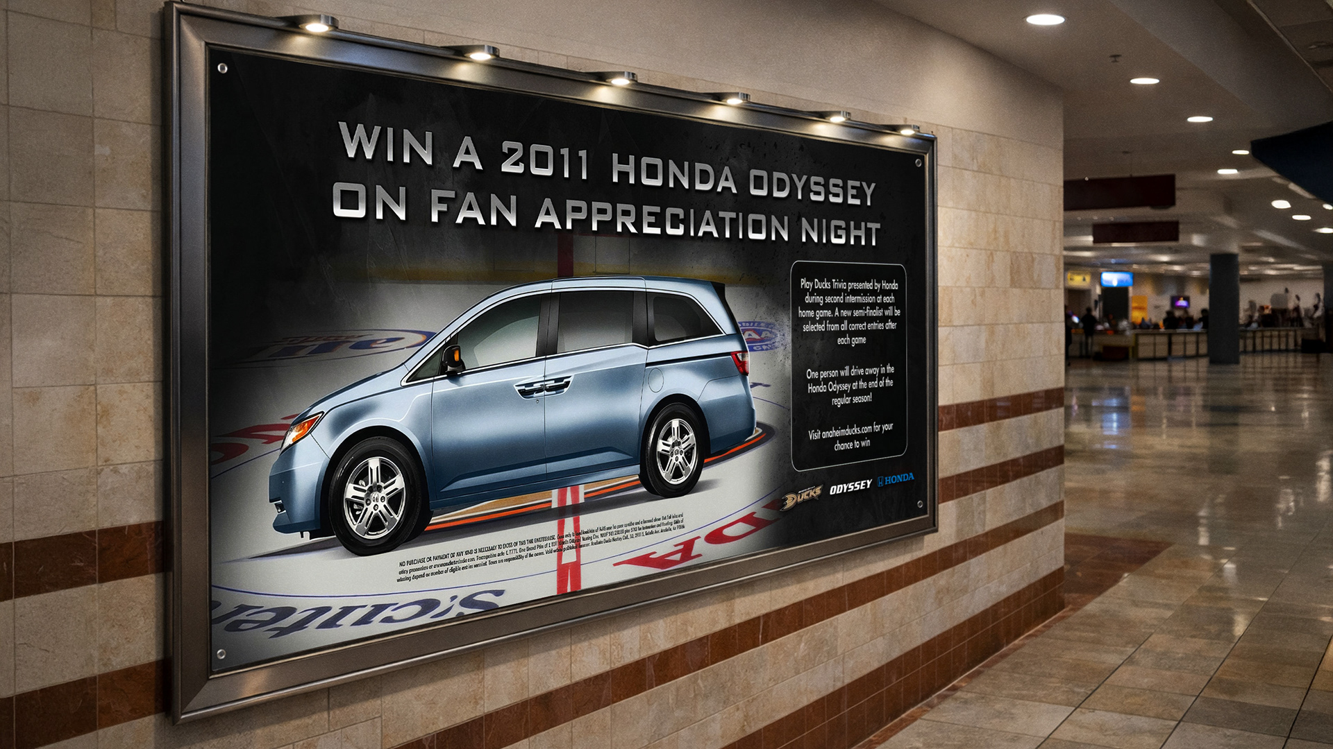Anaheim Ducks Fan Appreciation Night Honda Odyssey Giveaway Signage