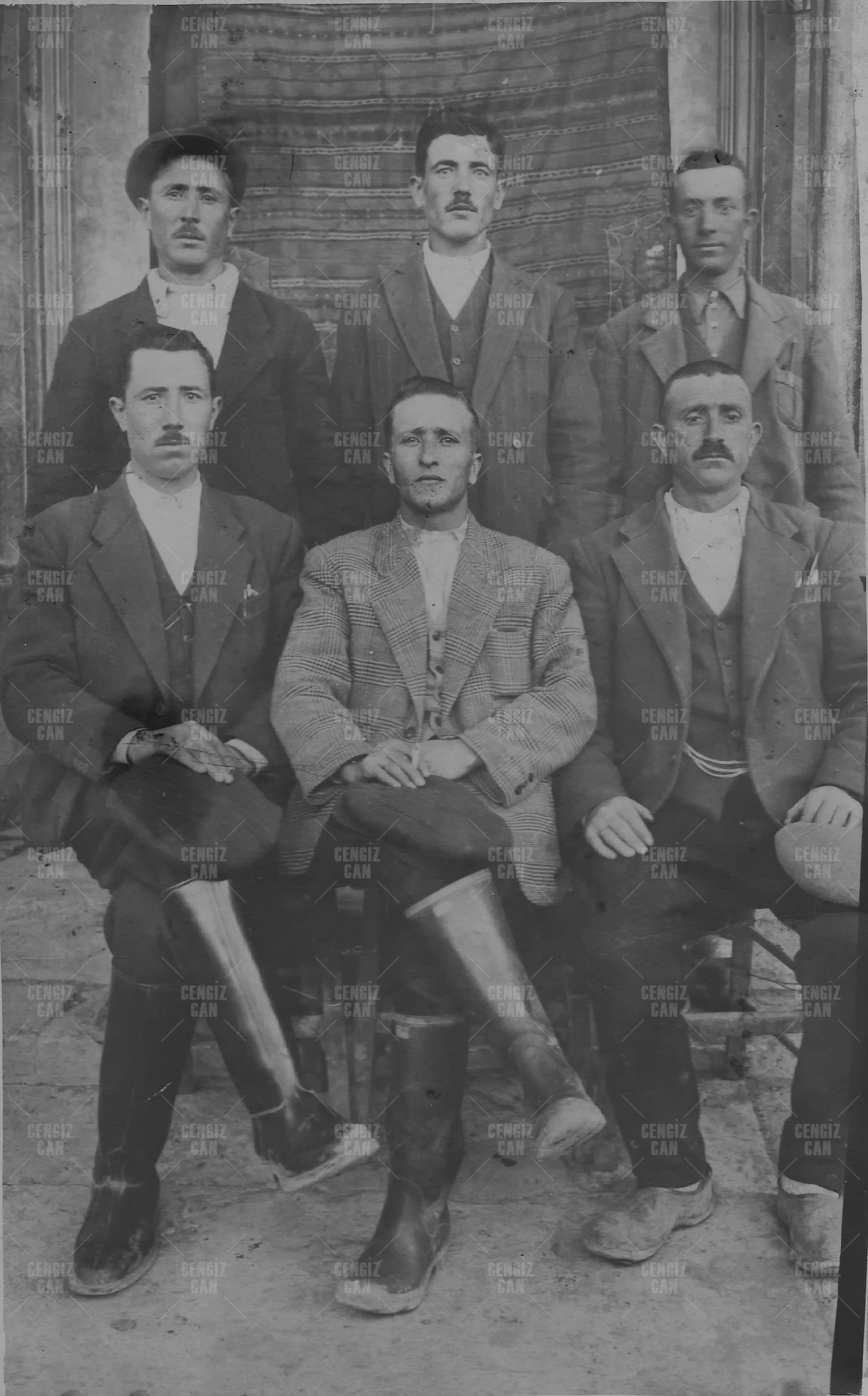 Grandpa & friends 1950s - Restored