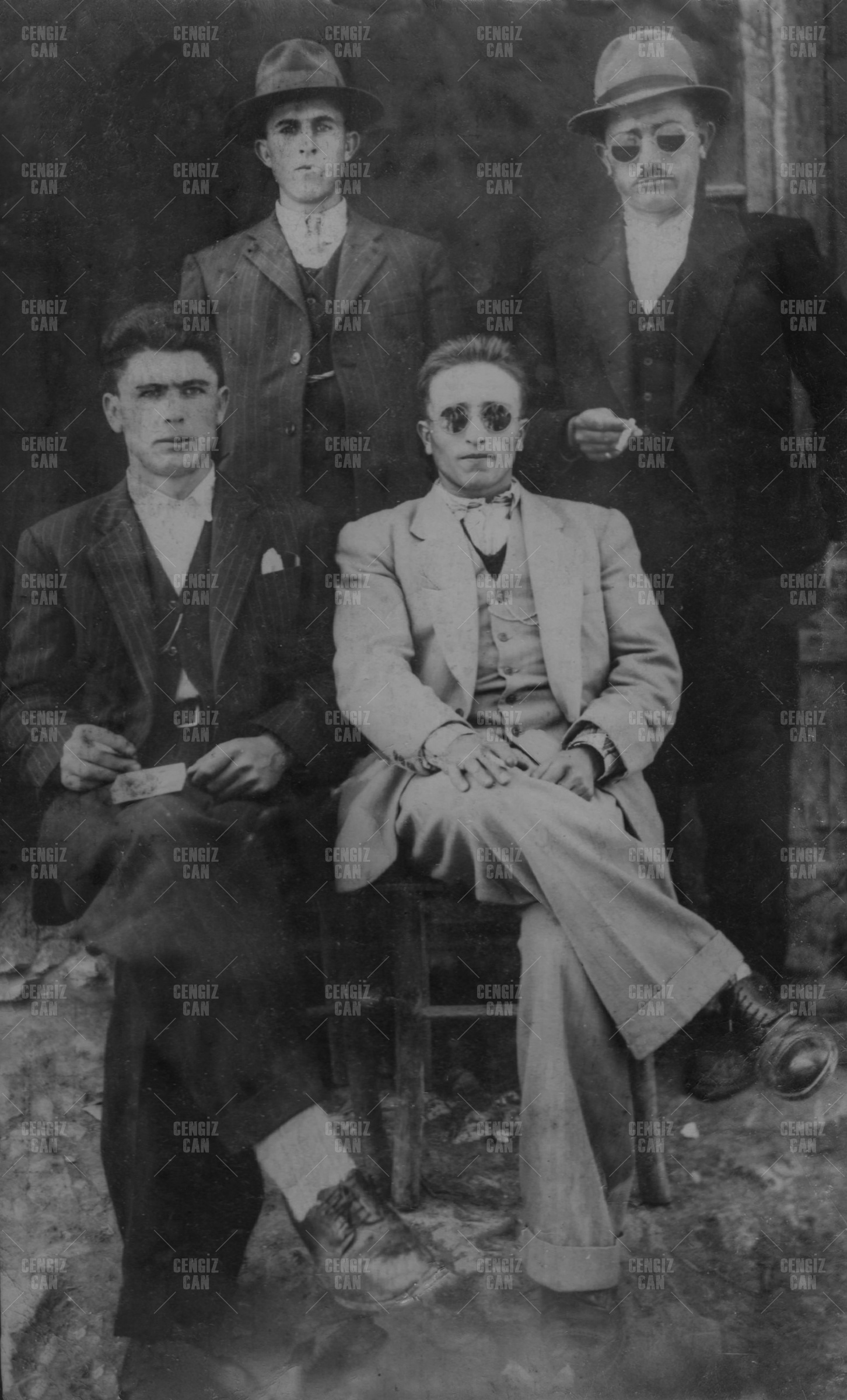 Grandpa & friends 1940s - Restored