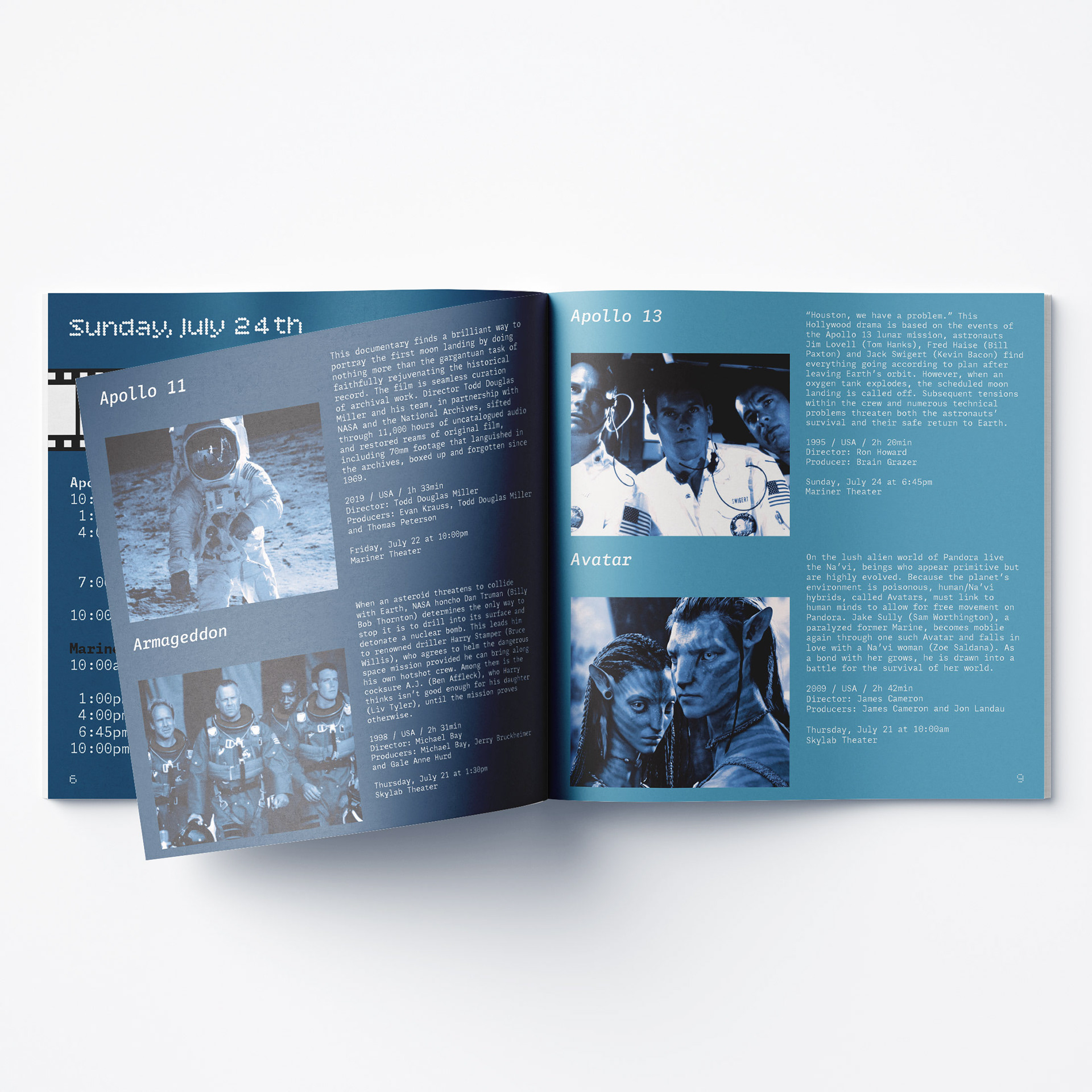 This spread features the organization of a handful of films and descriptions.