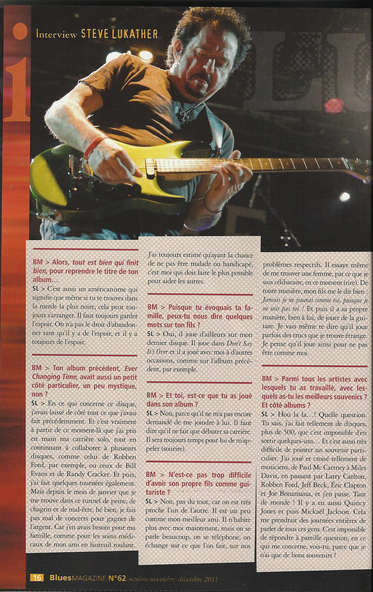 Blues Mag / Steve Lukather / sept octobre 2011 page 3