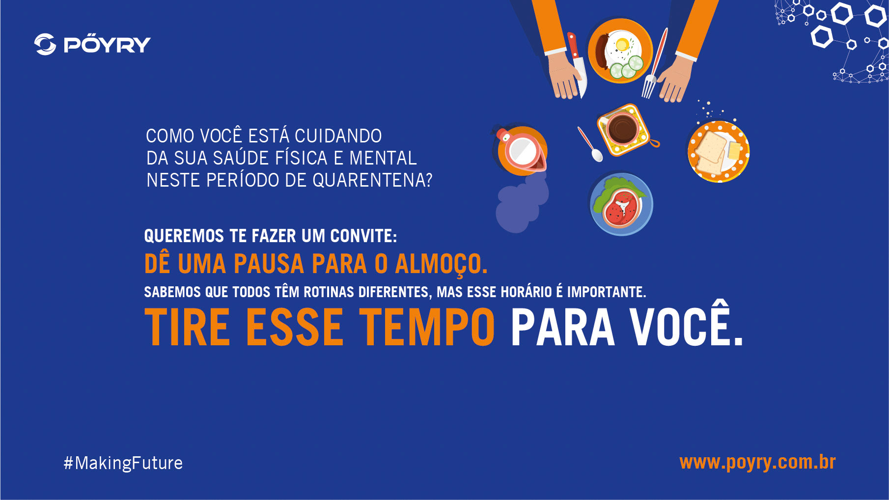 Queremos te fazer um convite: dê uma pausa para o almoço. Sabemos que todos têm rotinas diferentes, mas esse horário é importante. Tire esse tempo para você.