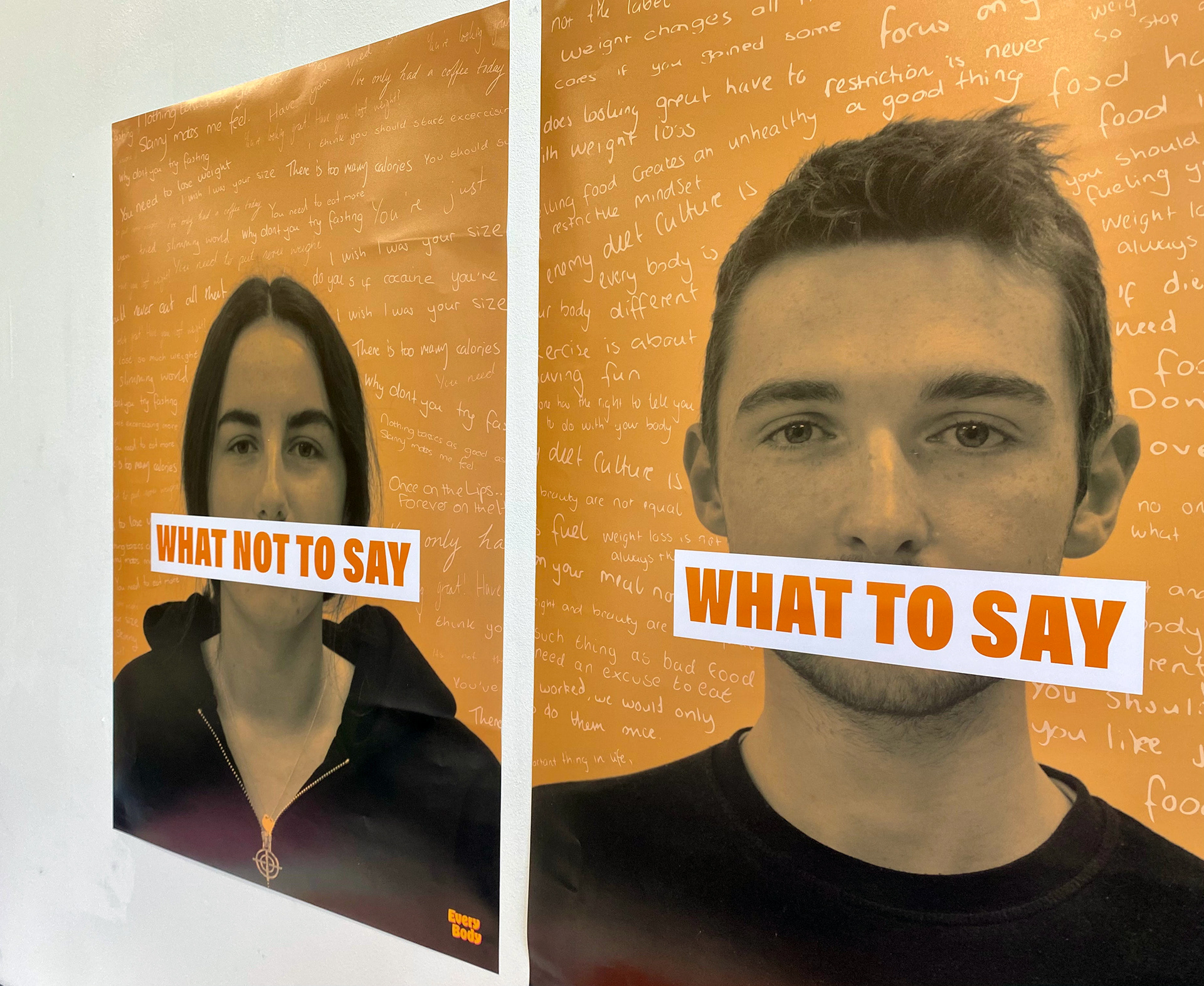 Posters filled with phrases written by the public