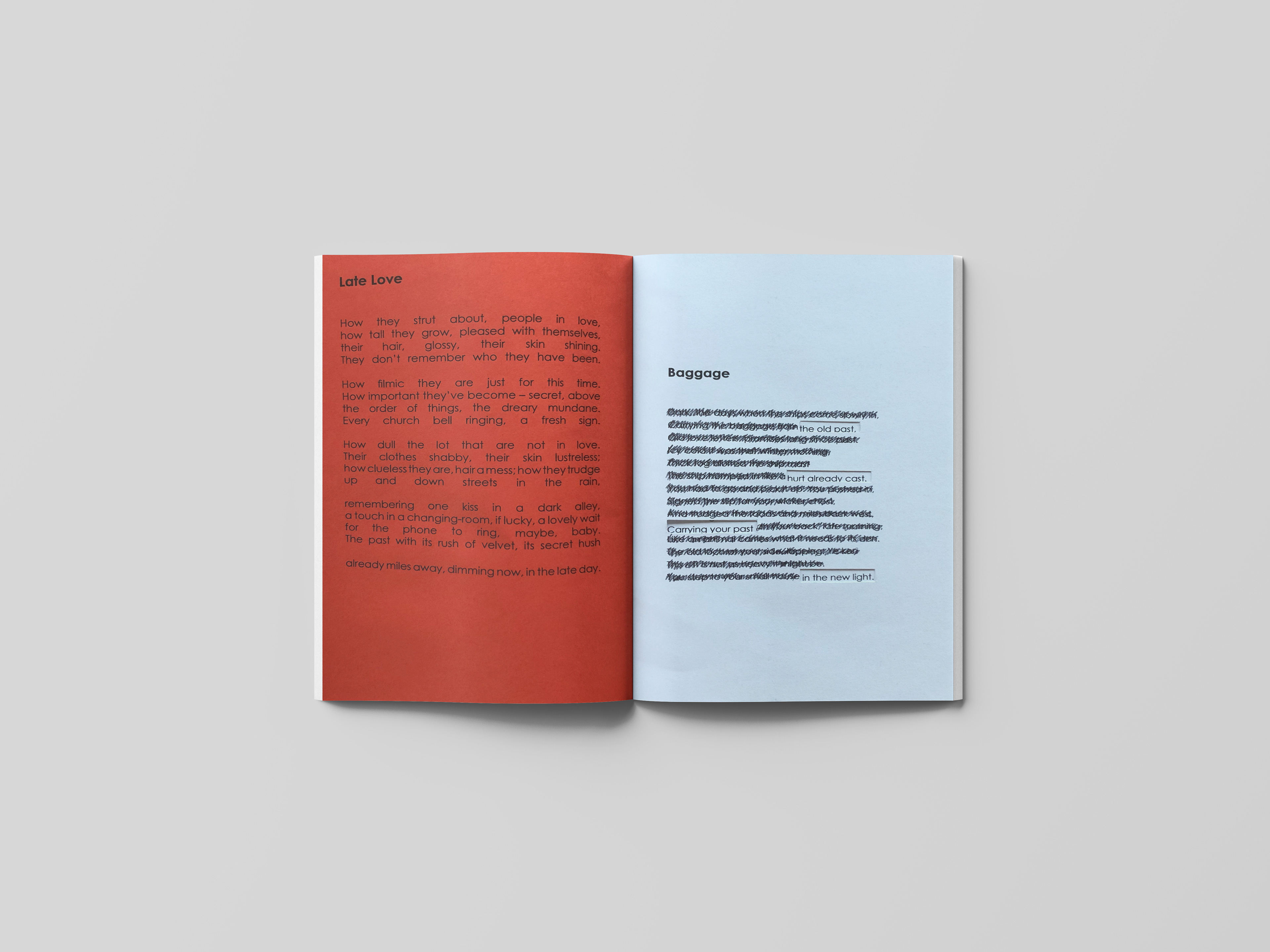 Redacted text and cut out sections to expose words