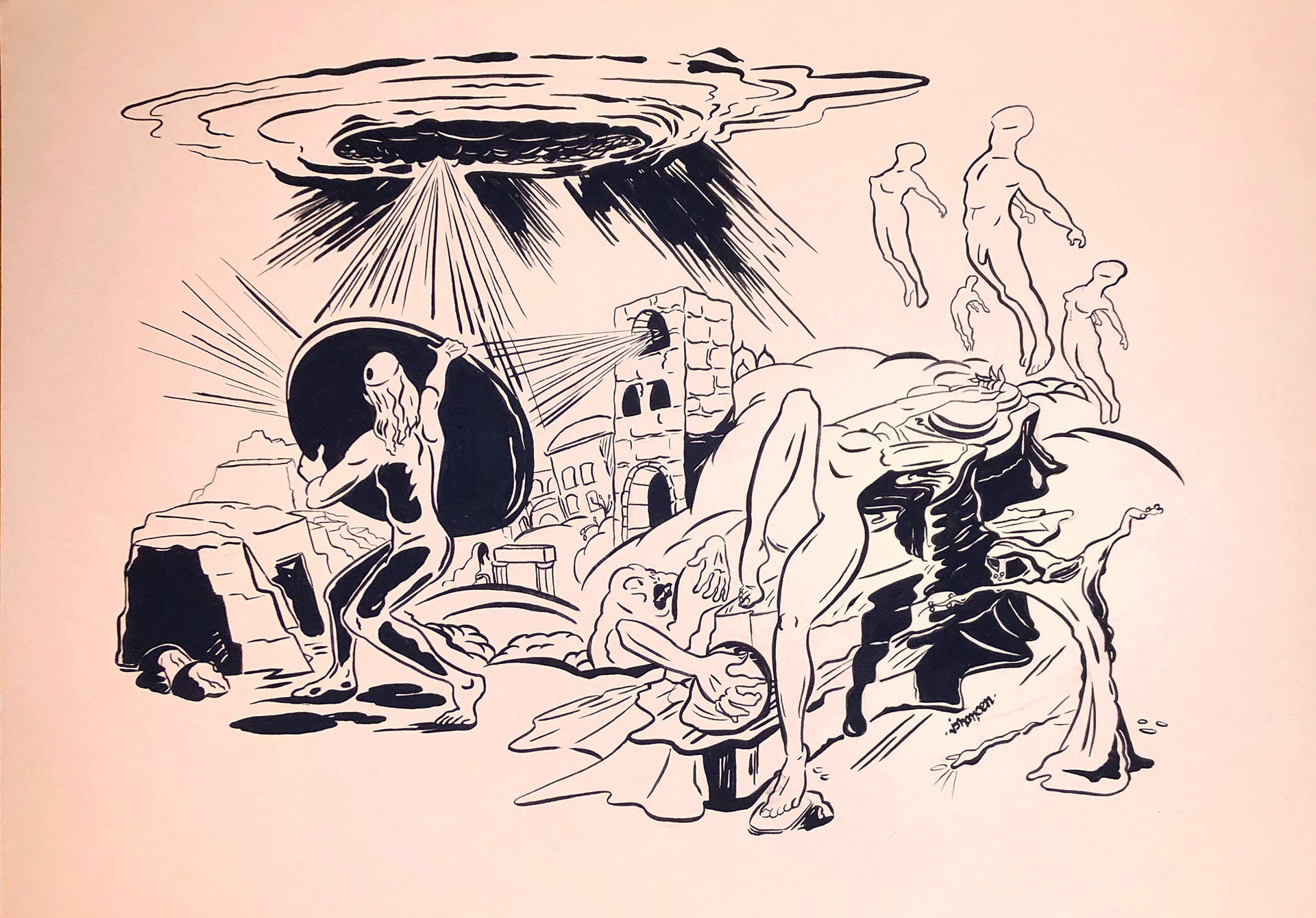 Greek Week - Gouache on paper