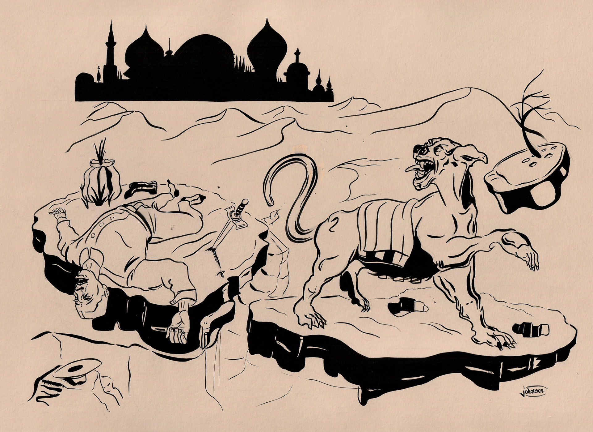 Man in Repose - Gouache on paper