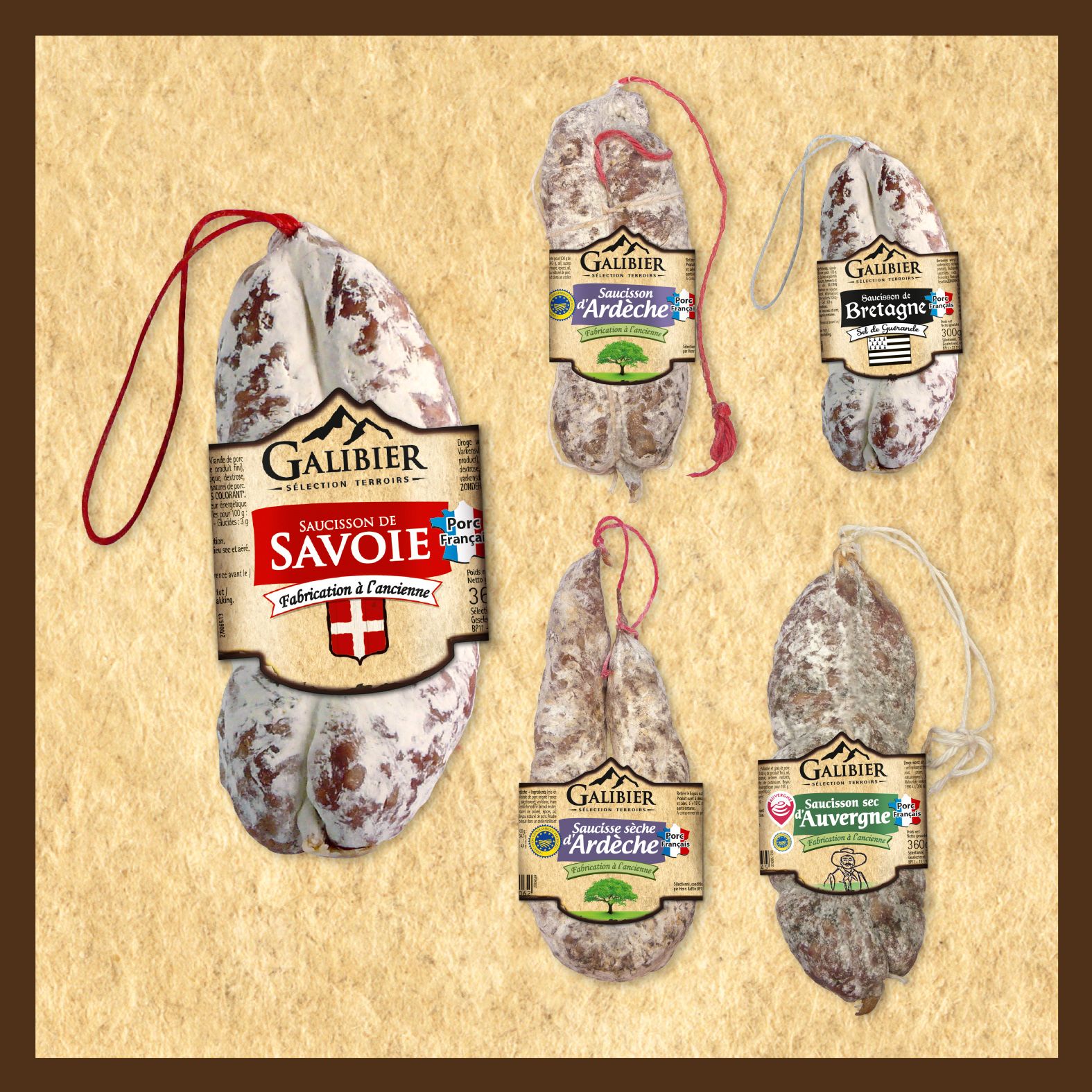 Création graphique d’une gamme spécifique “Terroir” pour chaque région de France.
