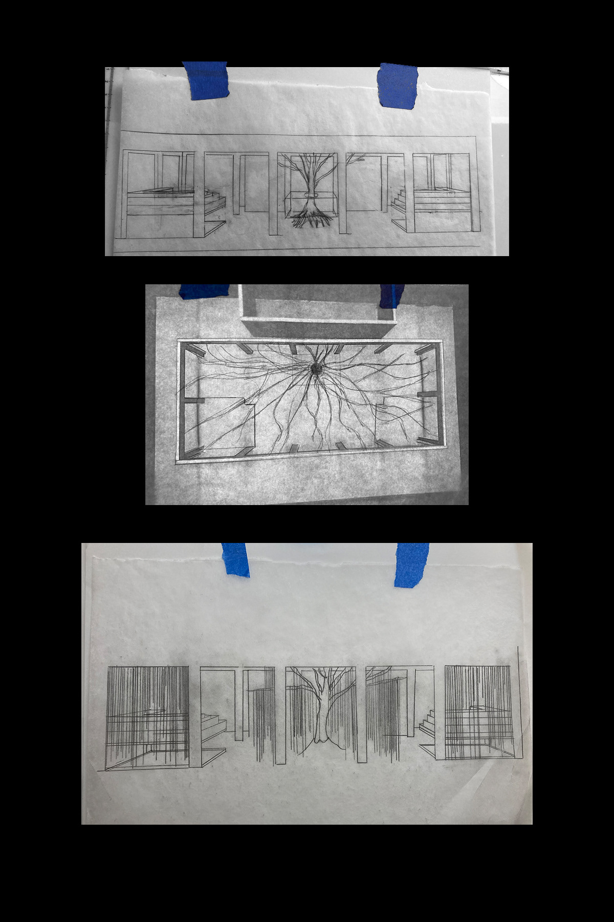 Rough sketches over images of model box