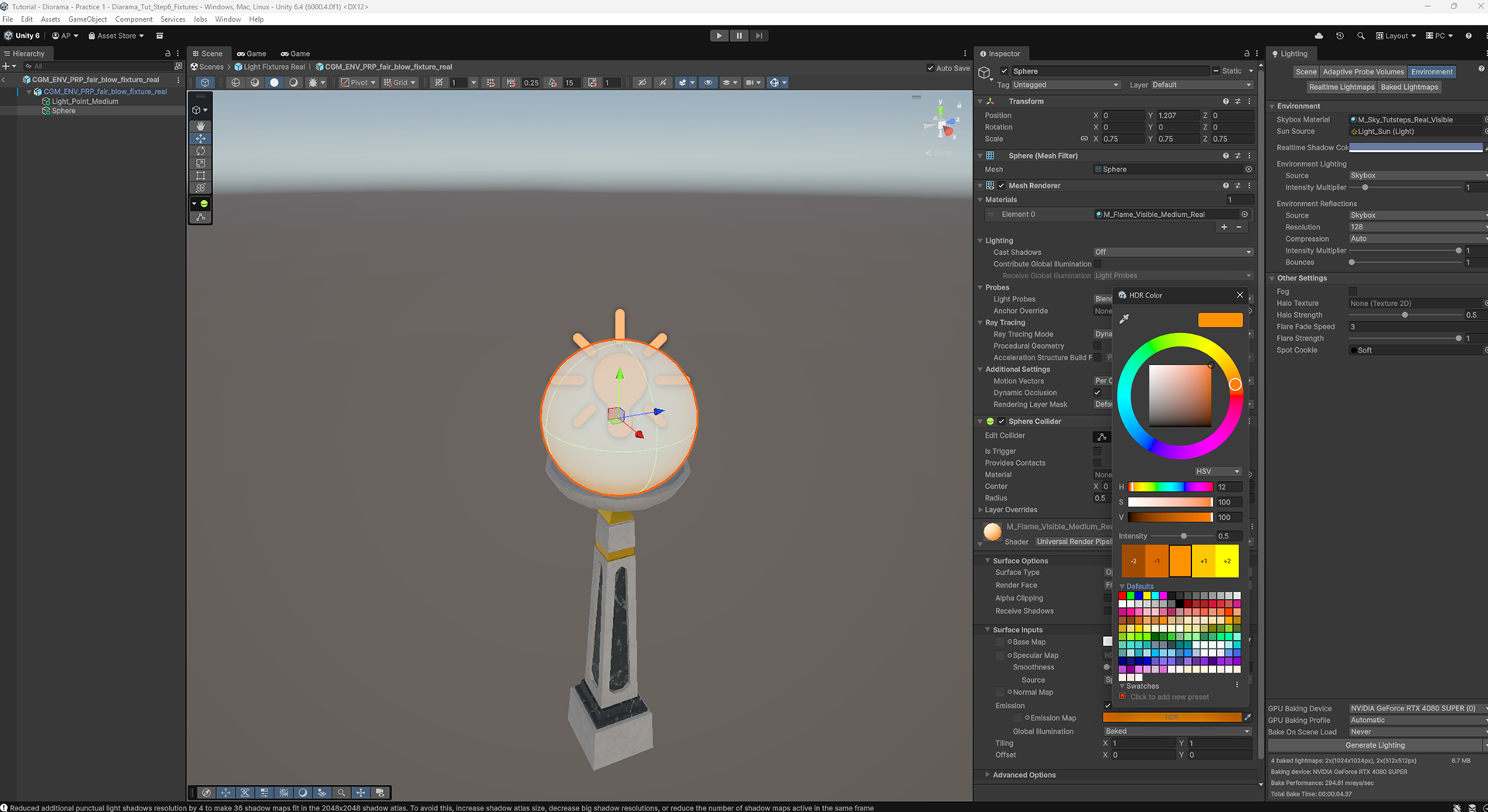 No shadows, no GI from "bulbs". Color is driven by estimate of light temperature.