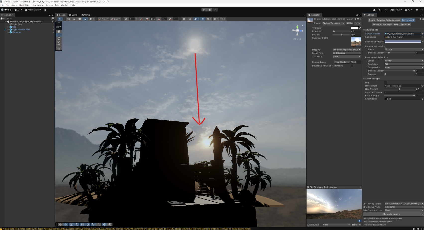 Align HDRI sky sun with azimuth of procedural sun.