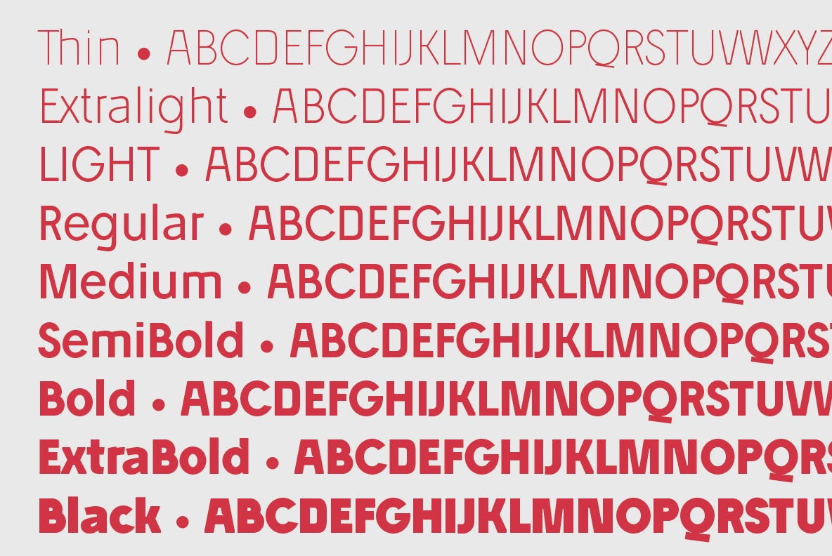 Amoa typeface 9 styles