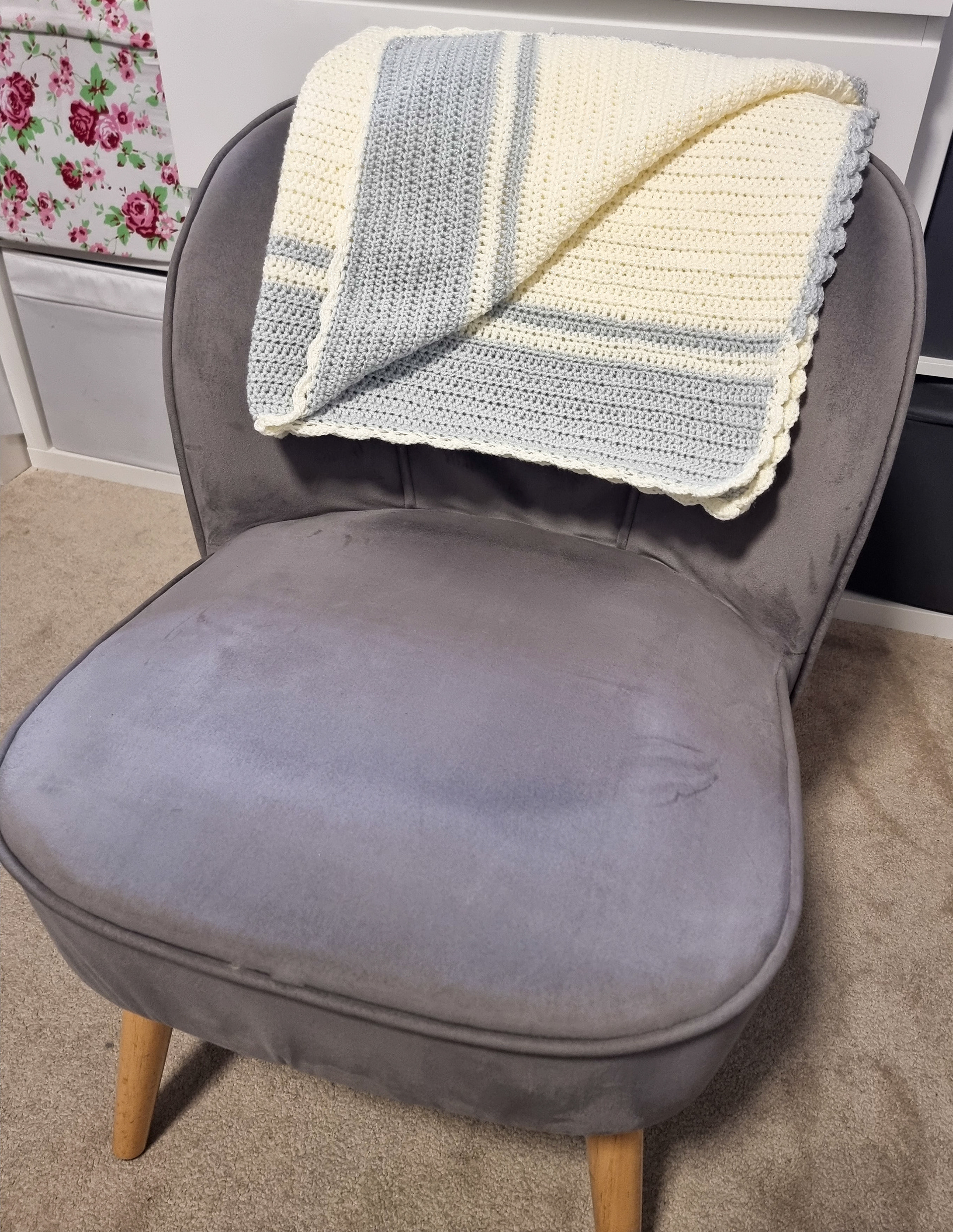 Cream/Grey Baby Blanket