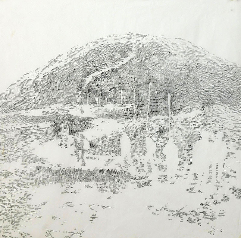 Bez názvu / tuš na japanu / 2017 / 47x47 cm