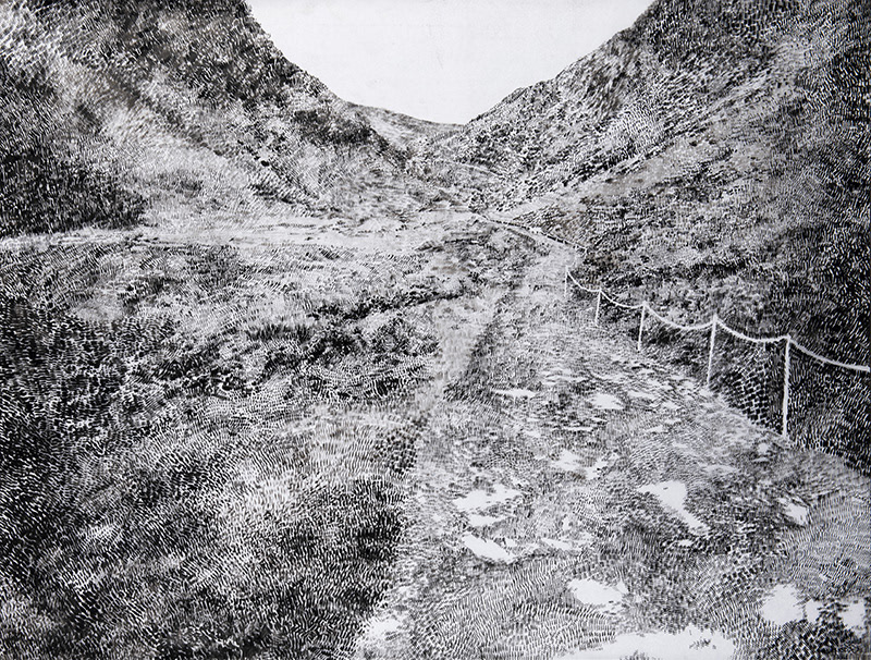 Glendalough / tuš na folii / 2017 / 147x105 cm