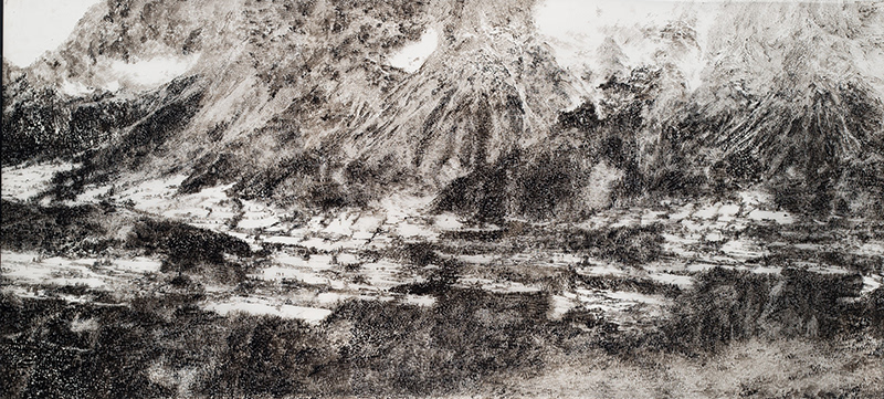 Alpy Gastein / tuš na folii / 2018 /  105x260 cm