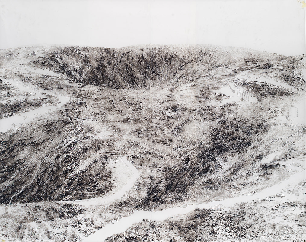 Krkonoše / tuš na folii / 2018 / 168x210 cm