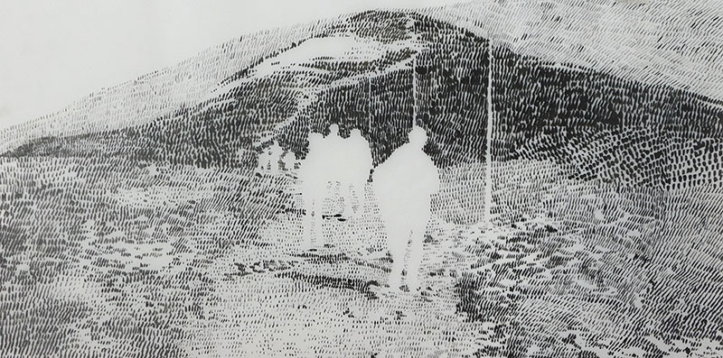 Bez názvu / tuš na pauzáku / 2017 / 29,5x58,5 cm