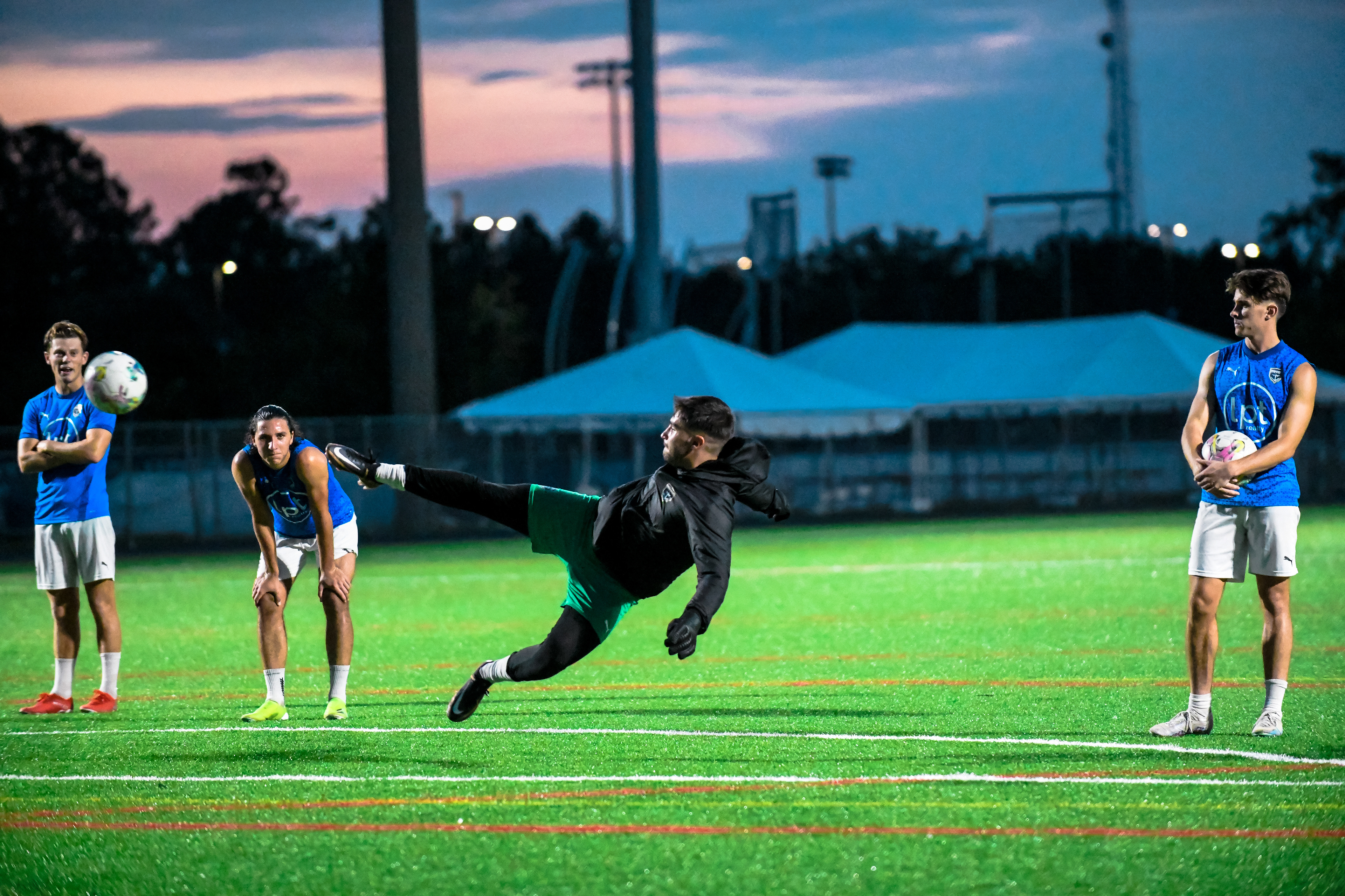 Even goalies have to make goals sometimes. Jacksonville Armada FC goalie Jason Dubrovich loves to show his teamates how it's done with some of his added flair. Nikon D850 f/4, 1/1600, ISO 25600, 200mm
