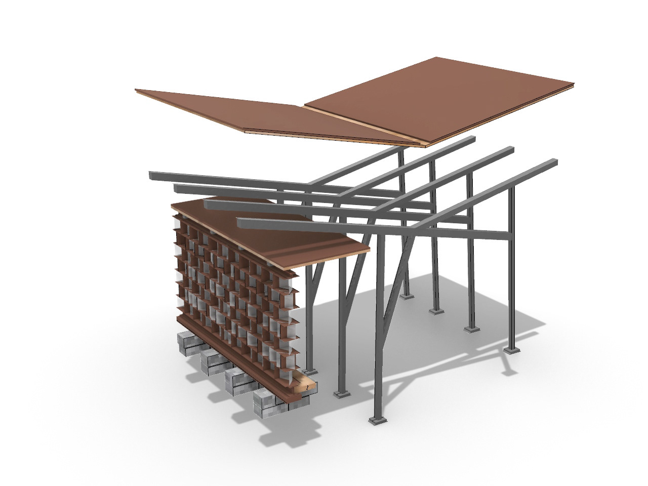 MOORE HONEY HOUSE PRECEDENT EXPLODED ROOF SECTION DETAIL