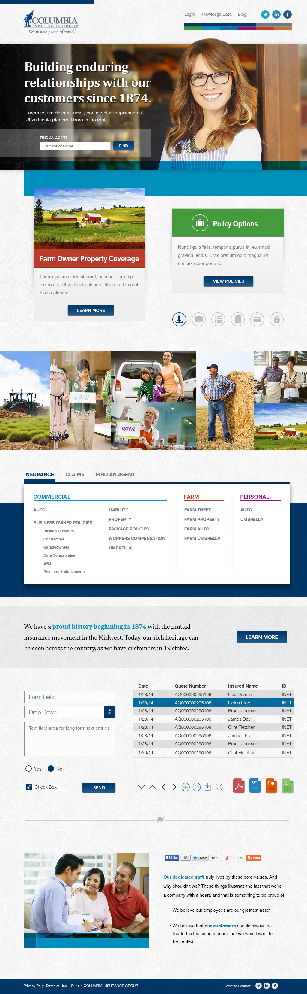 Mood board visually describing the color, font, and image choices selected for this expansive branding and web project.