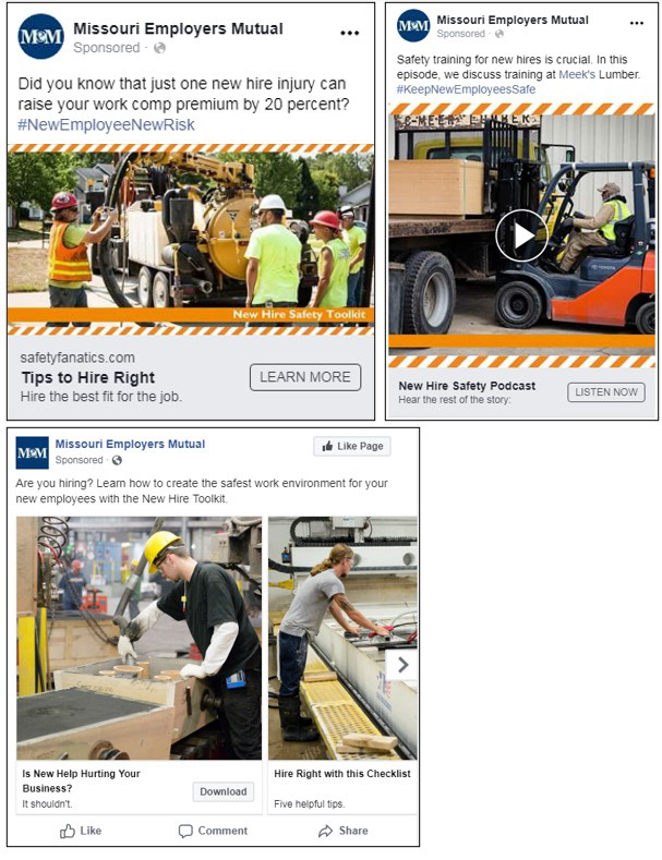 Sponsored Facebook and Linked Ads drove traffic to our New Hire Quiz.