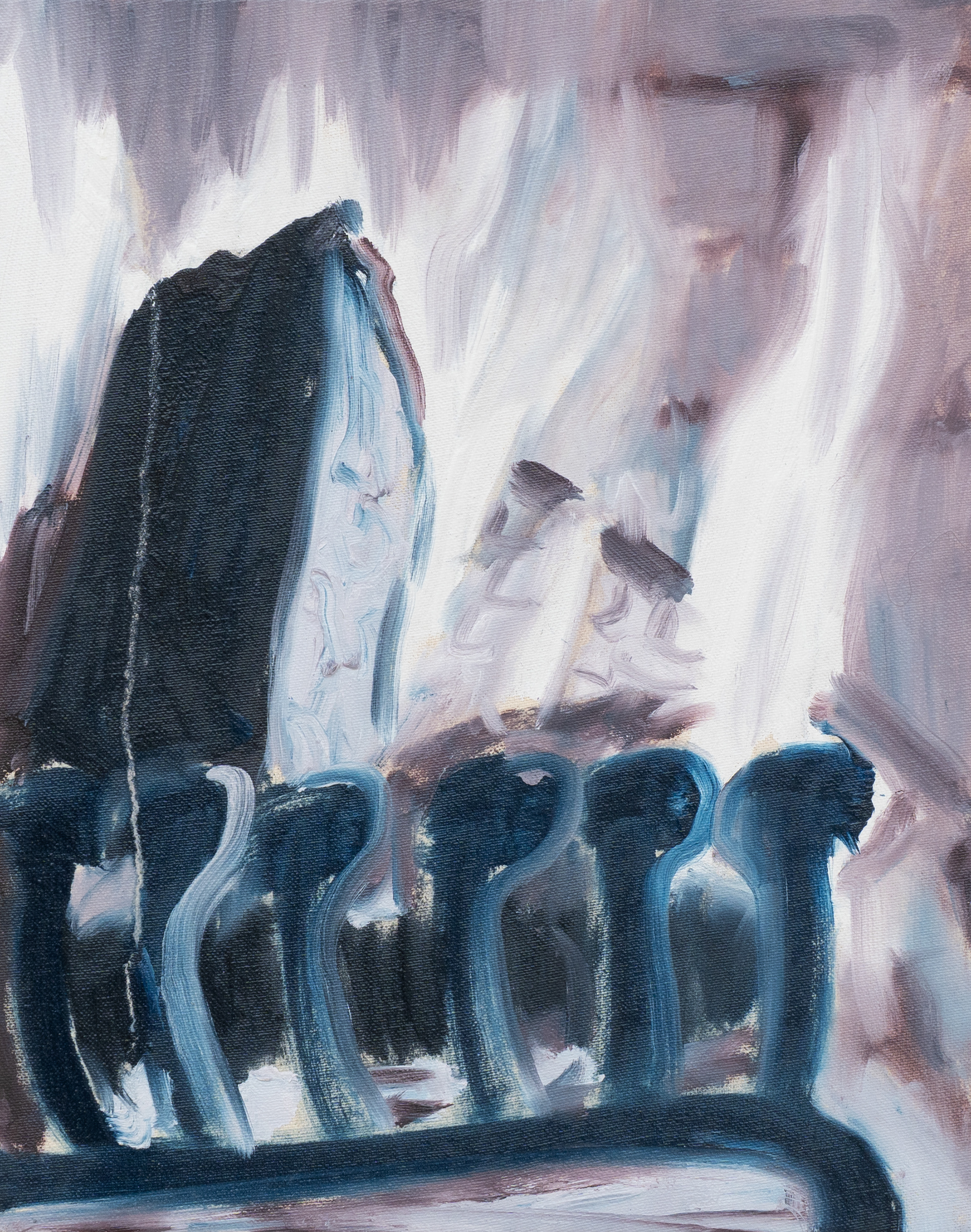 Aktenvernichter, 40 x 32 cm , Öl auf Baumwolle