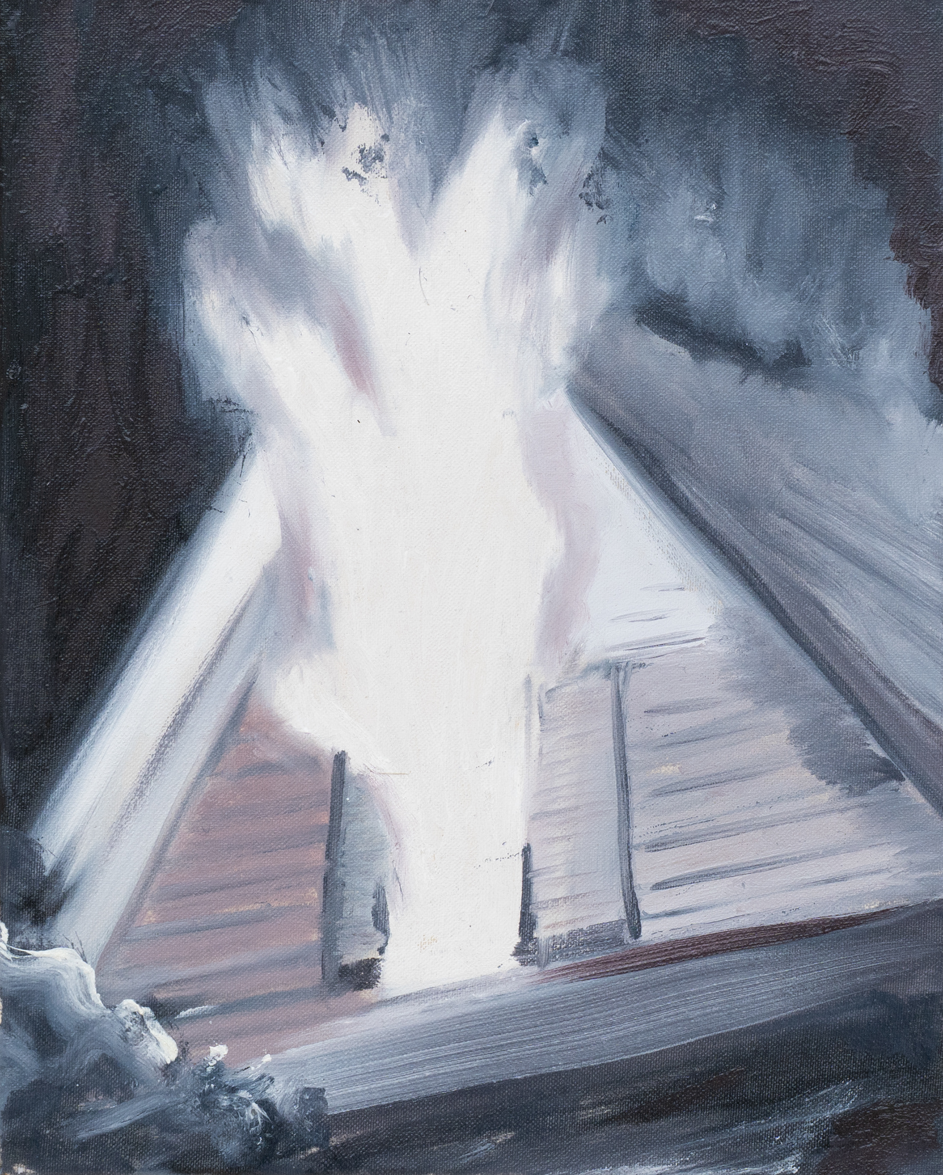 überhitzung, 2025, 40 x 32 cm, Öl auf Baumwolle