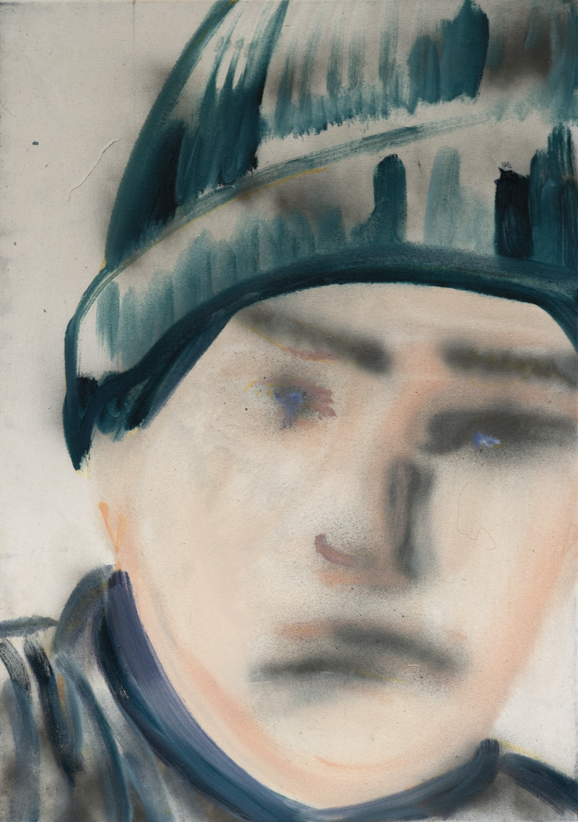 Gauner, 2026, 50 x 40 cm , Öl und Sprühlack auf Baumwolle