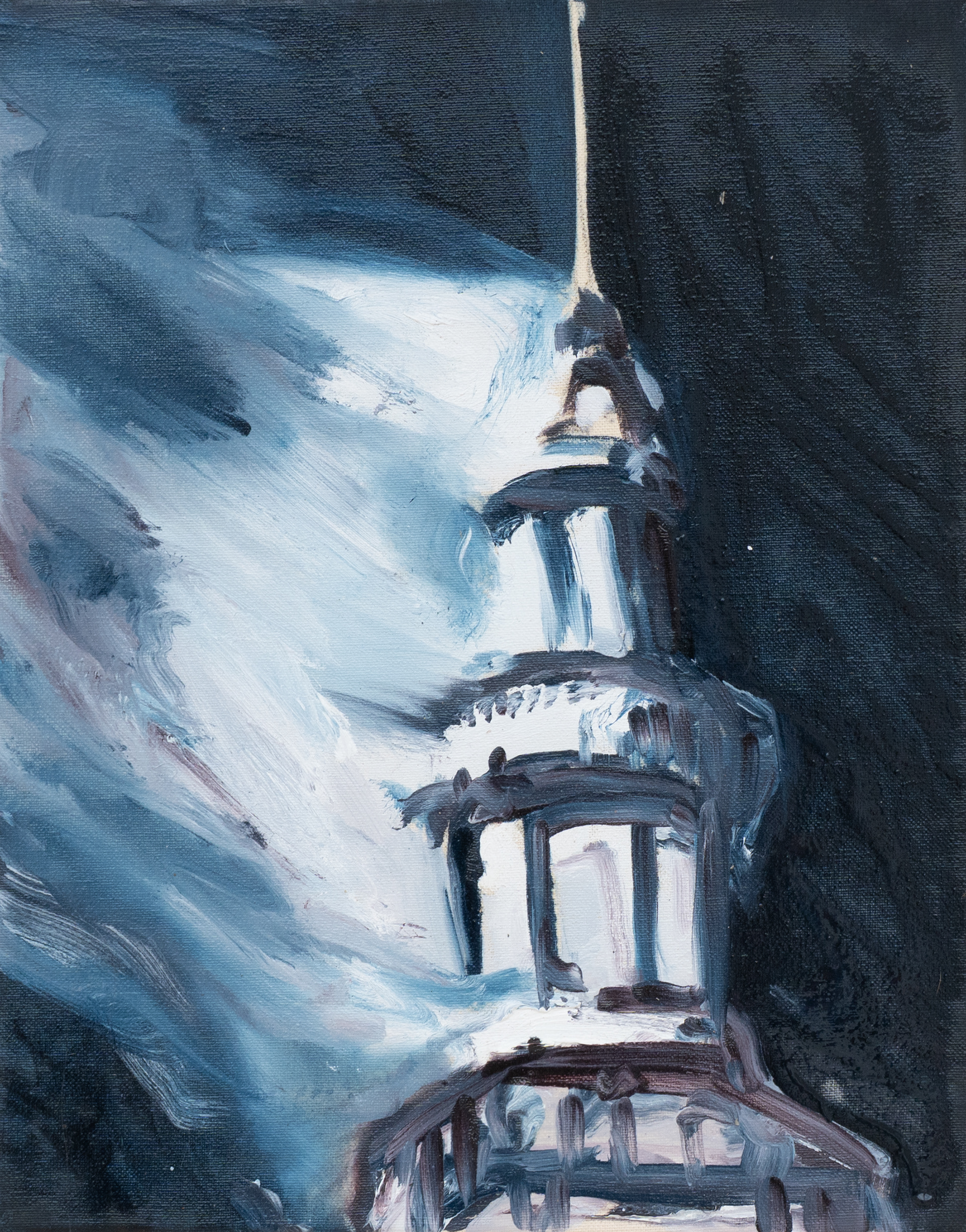 leucht turm, 2025, 40 x 32 cm, Öl auf Baumwolle