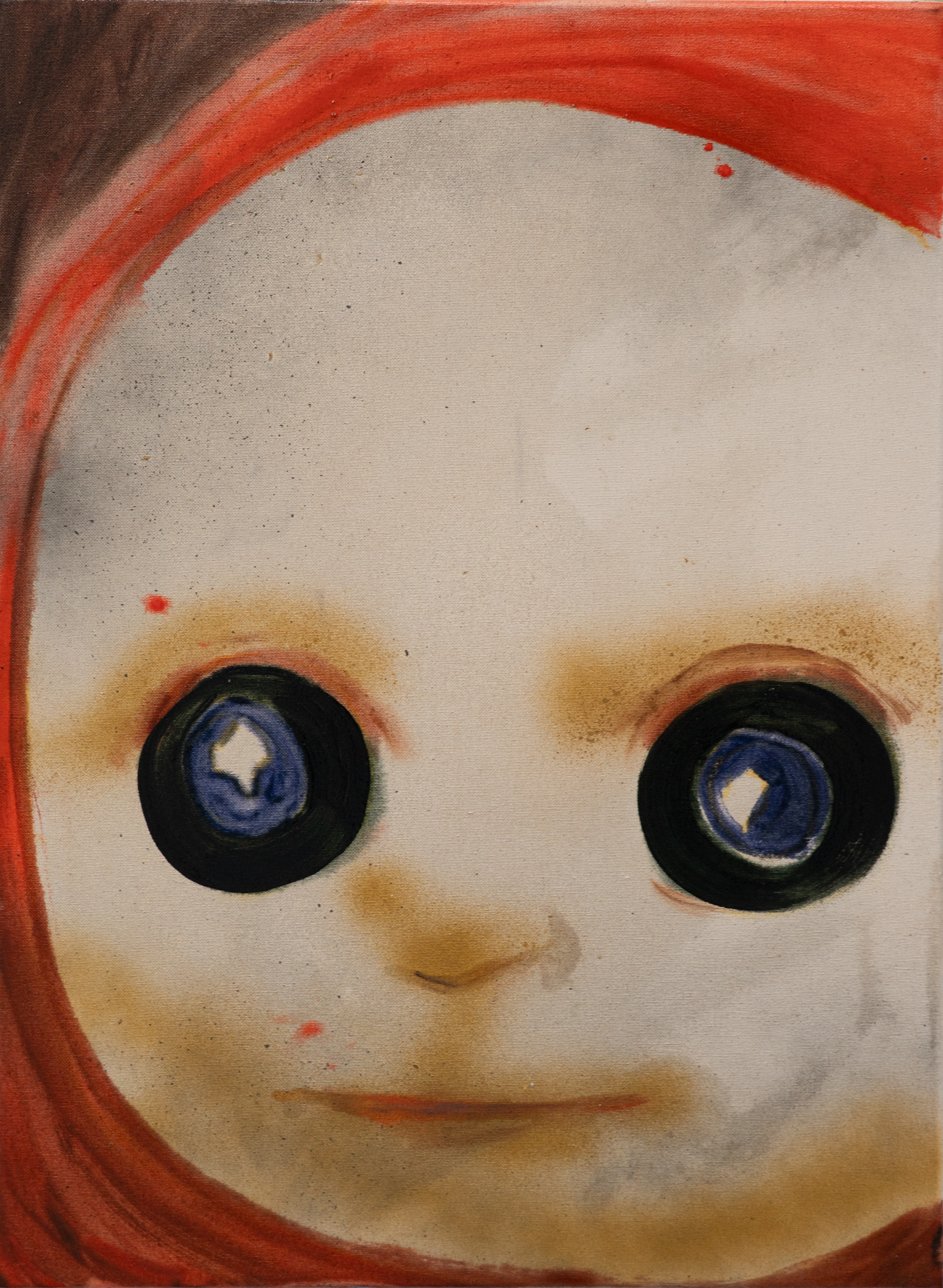 Po, 2026, 50 x 40 cm, Öl und Sprühlack auf Baumwolle