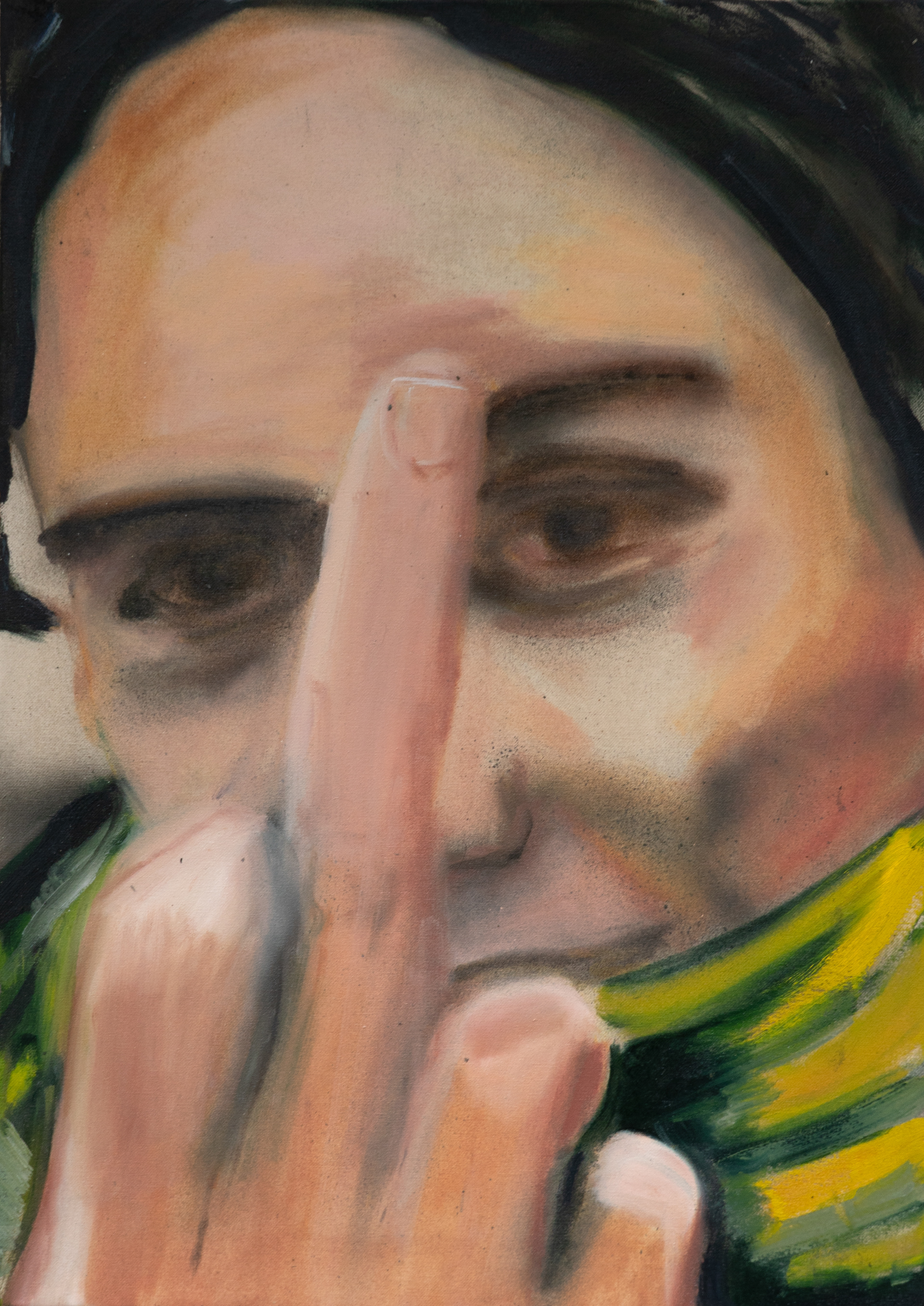 fcku, 2026, 50 x 40 cm, öl und Baumwolle auf Leinwand