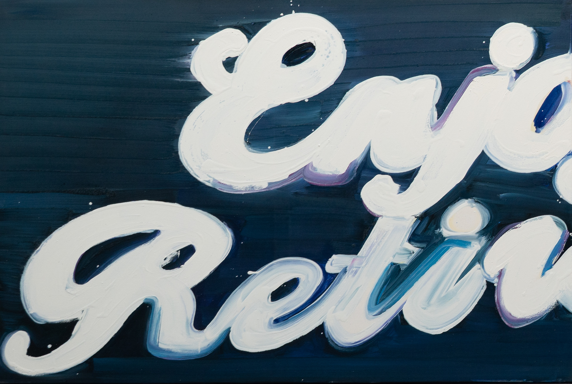 enjoying retirement I, 2026, 100 x 150 cm, Öl und Lack auf Baumwolle