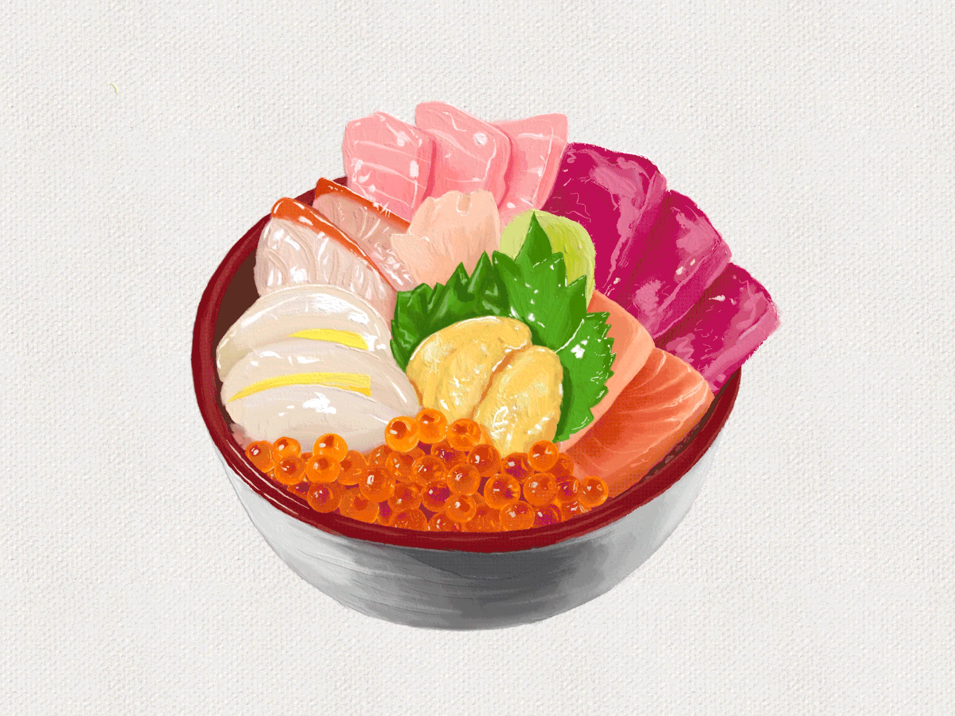 "Sashimi Bowl" - digital in oil, 2025