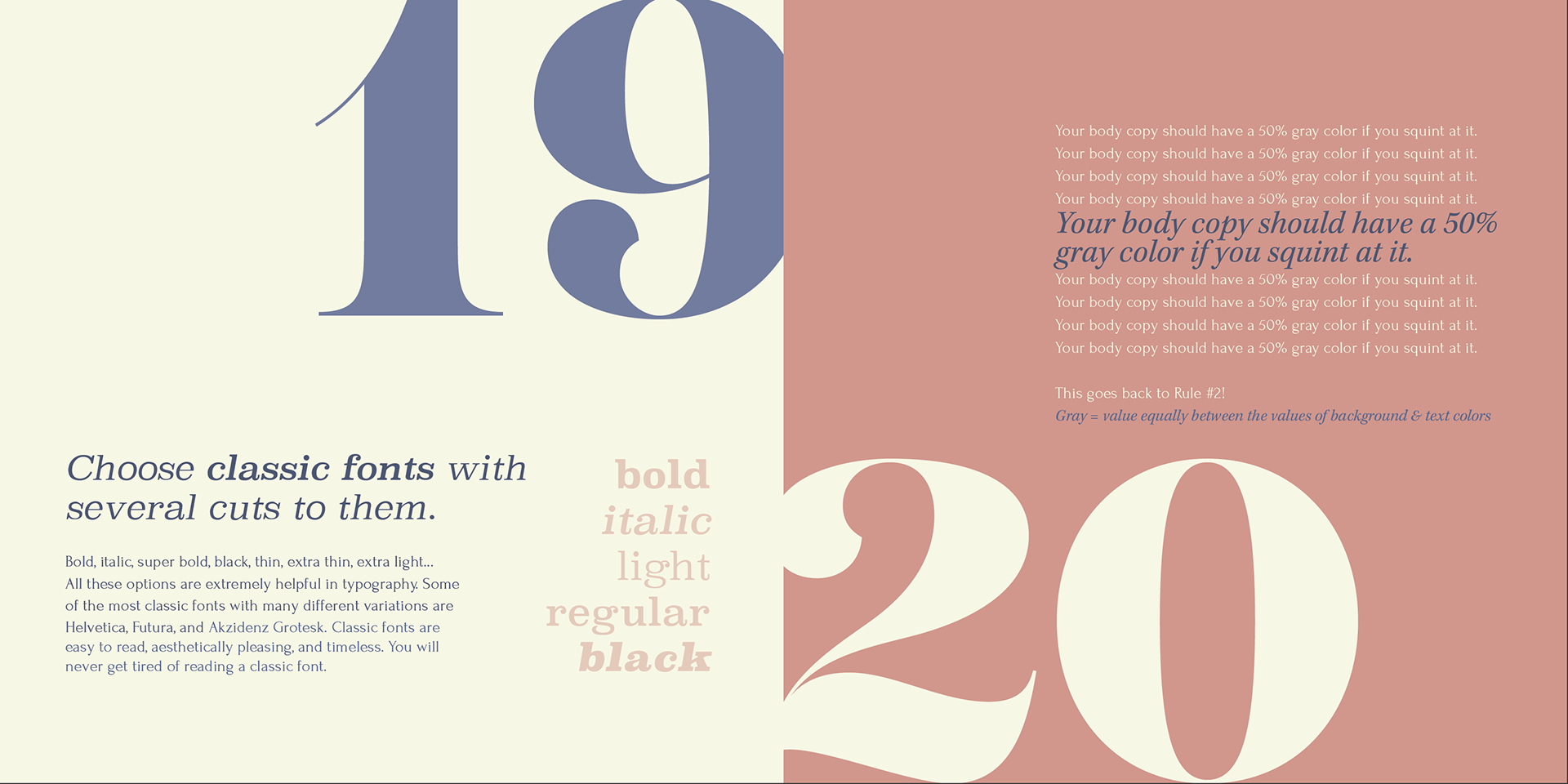 typography rules: classic fonts & body copy