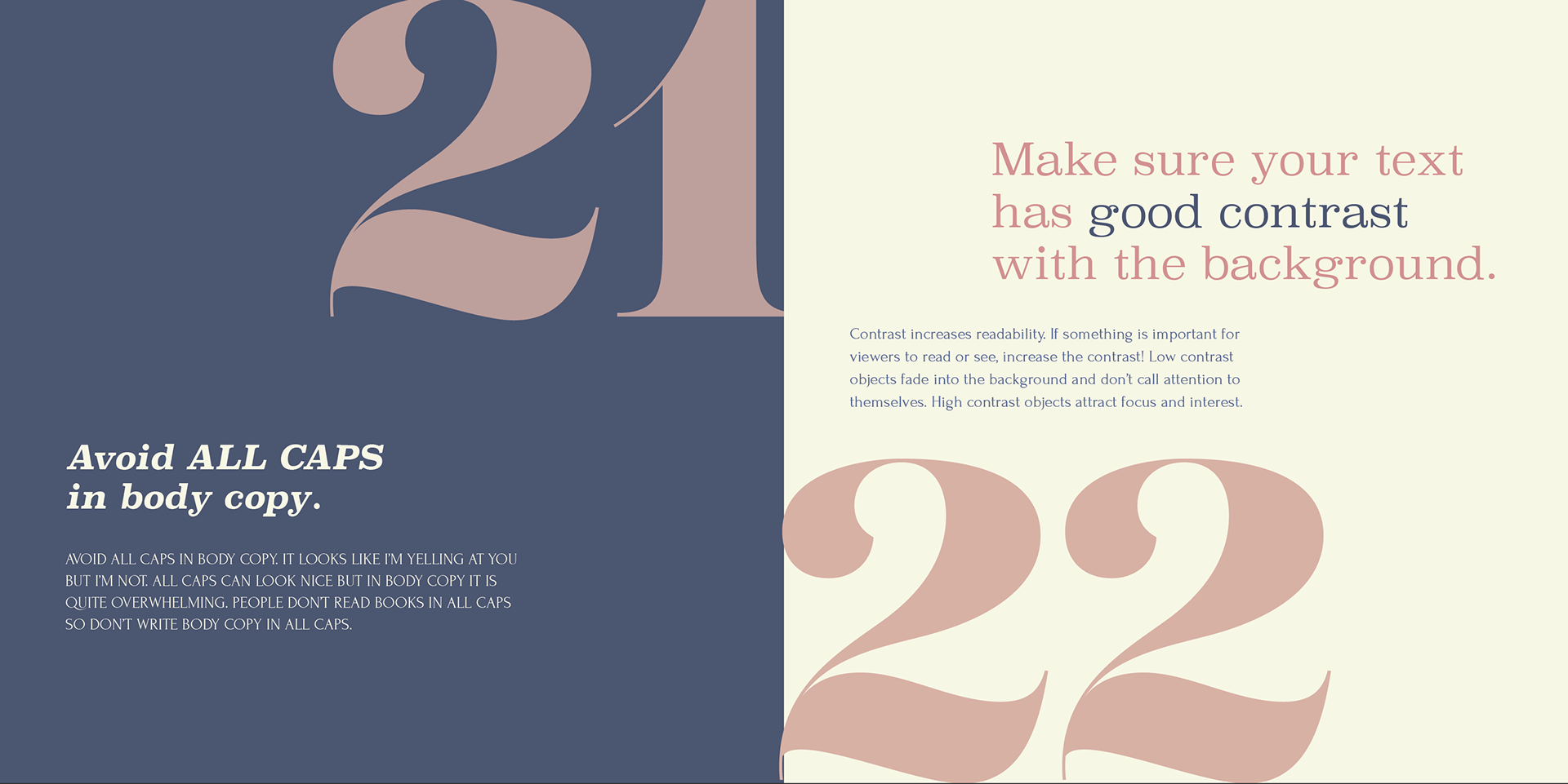 typography rules: all caps & contrast