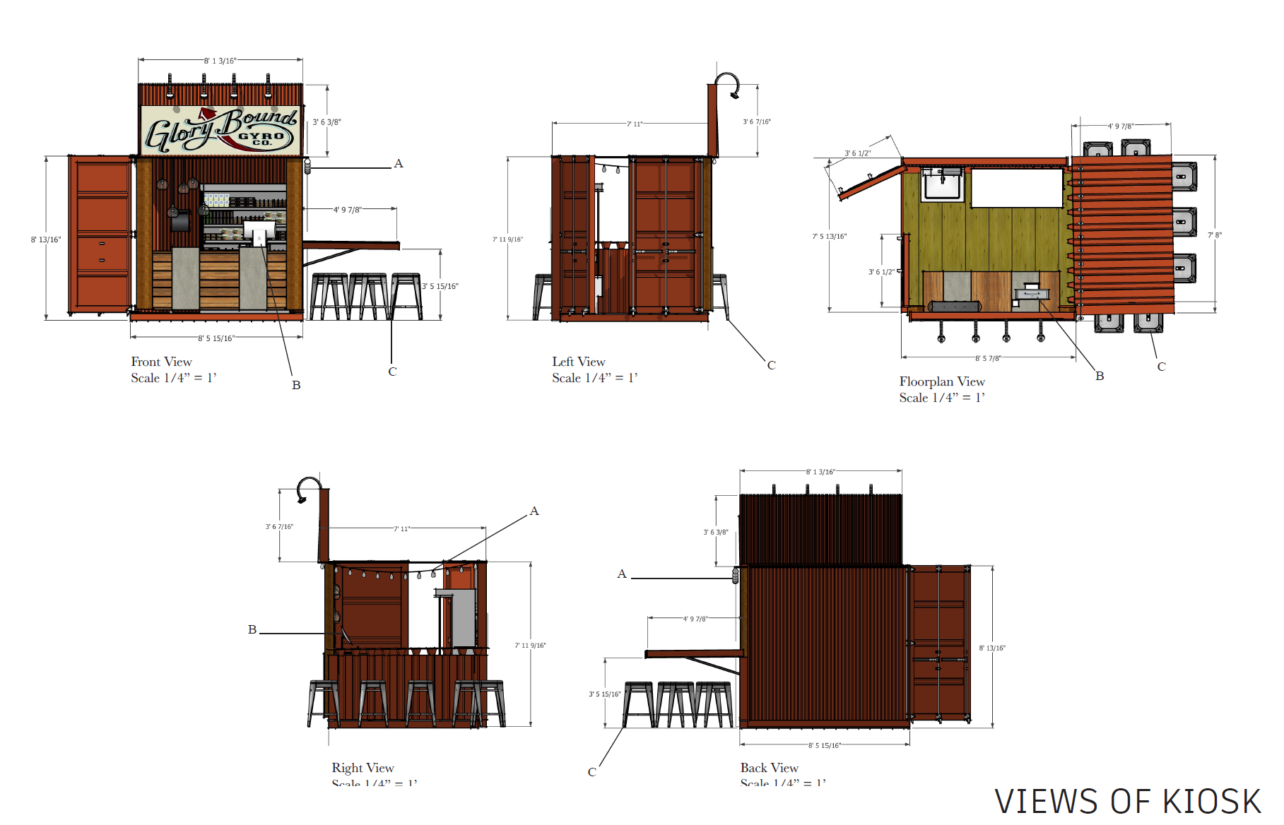 F&B Kiosk Design - Completed with Sketchup