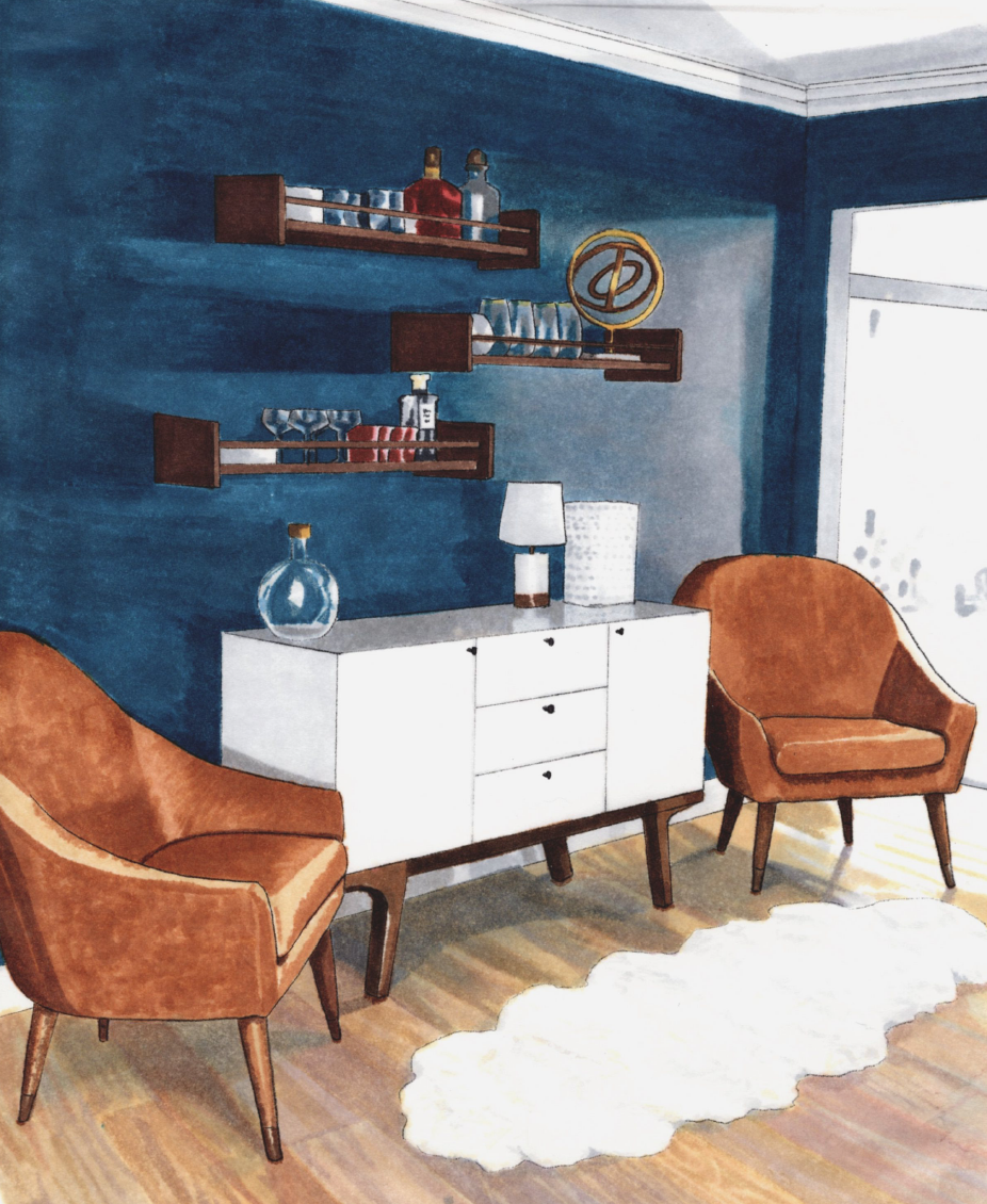 Award-Winning Interior Illustration - Completed with Copic Markers