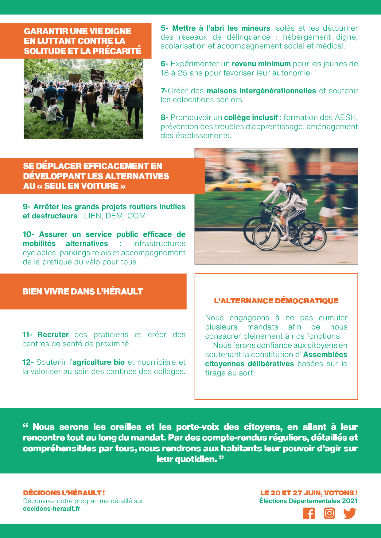 Tract pour l'élection départementale 2021
