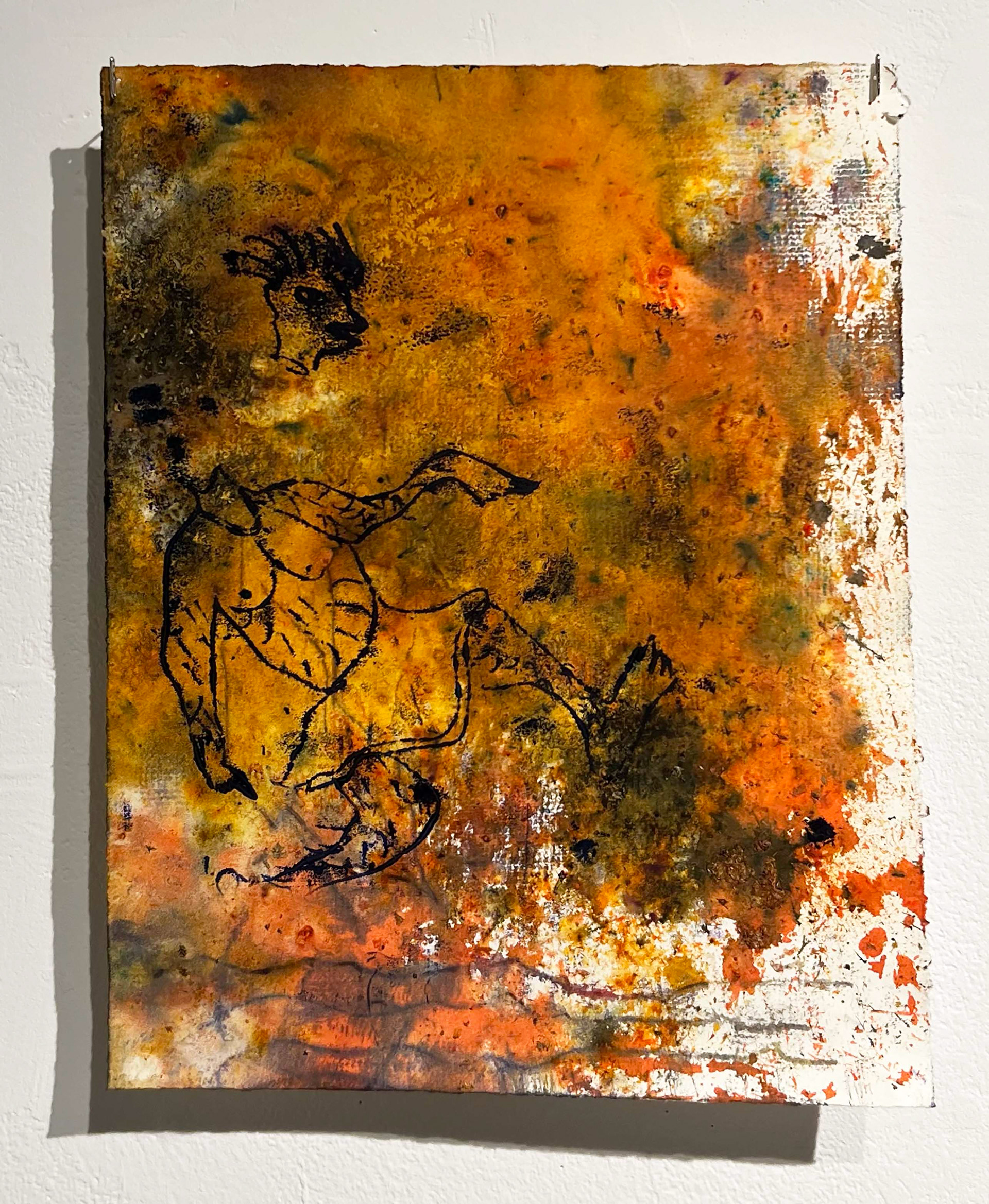 𝘙𝘦𝘥𝘦𝘦𝘮𝘦𝘥 𝘧𝘳𝘰𝘮 𝘍𝘪𝘳𝘦 𝘣𝘺 𝘍𝘪𝘳𝘦 I, 2025, monotype, dried petals, dyes on paper