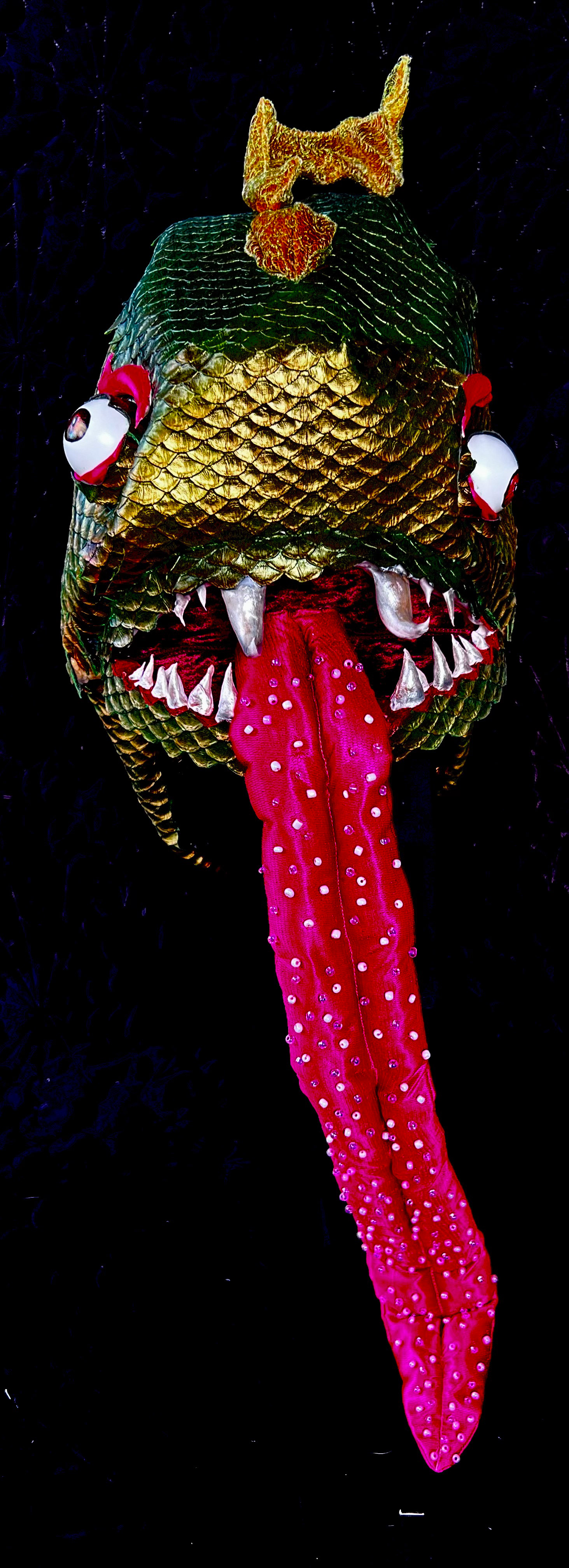 Front view under black light.