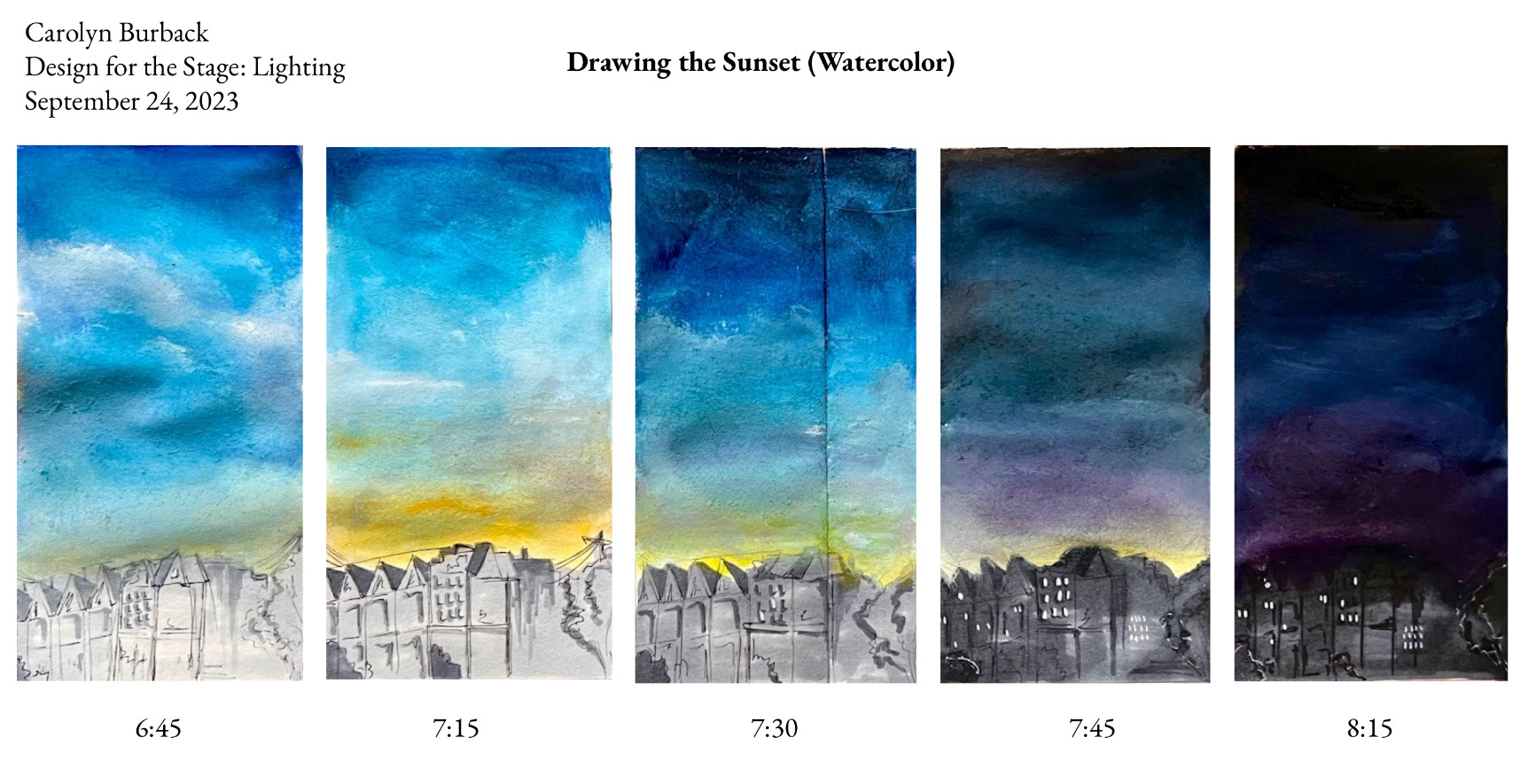 Sunset Study in Watercolor for a Lighting Class 