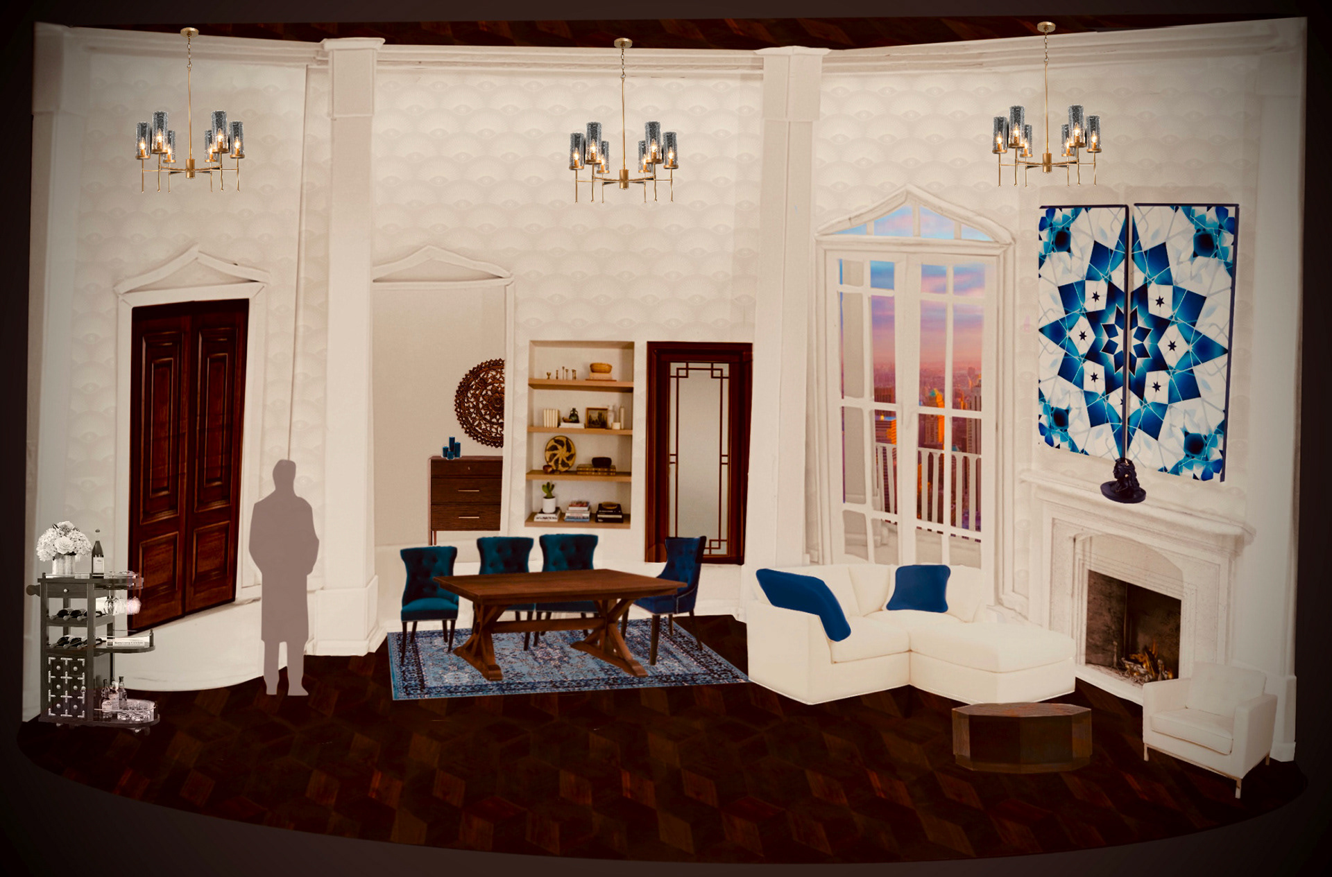 Collage on top of white model